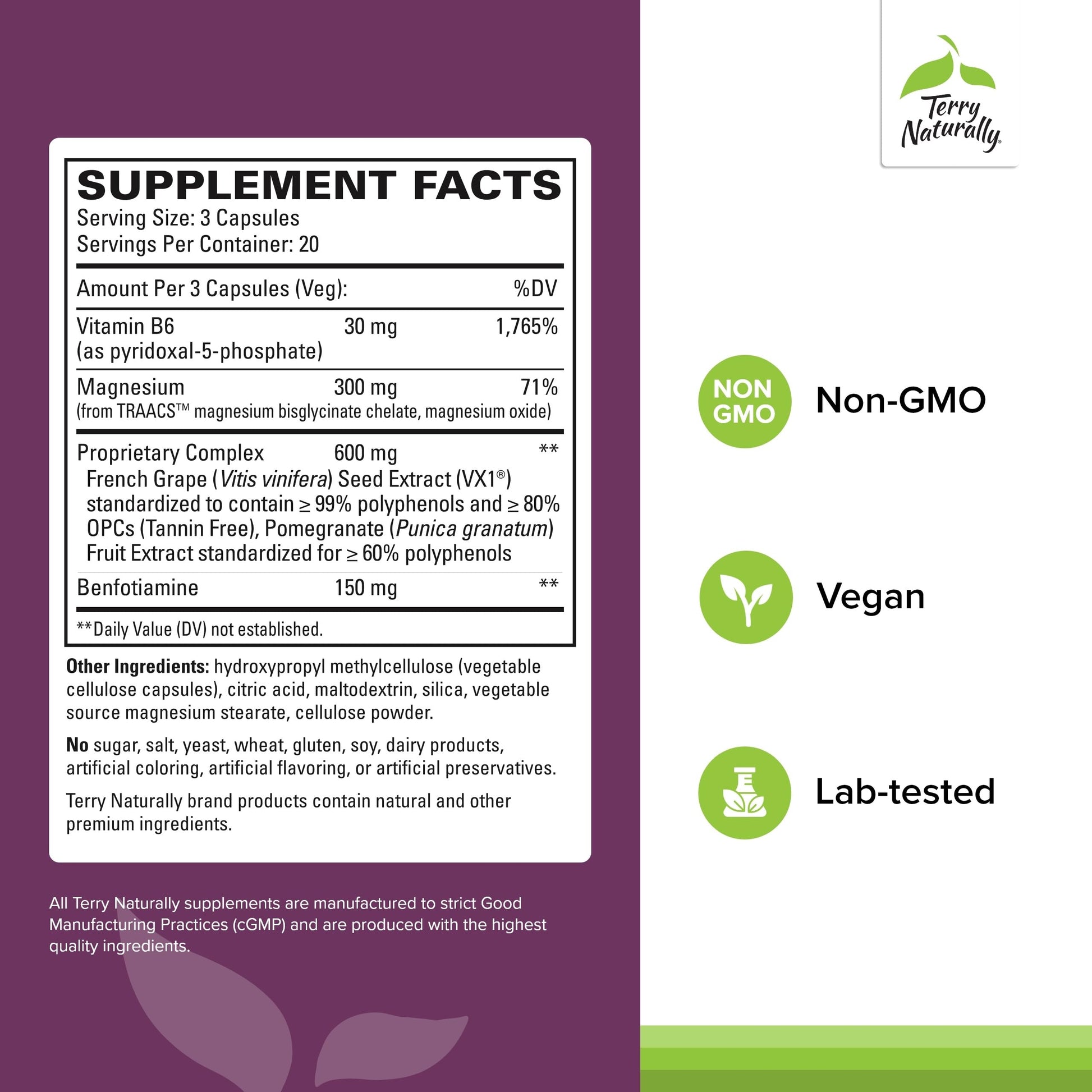 Terry Naturally Clinical OPC Heart - Heart Health Supplement with Magnesium, Vitamin B6, Grape Seed Extract - Dietary Supplement for Artery Health & Circulation - 60 Capsules Terry Naturally Au supplements