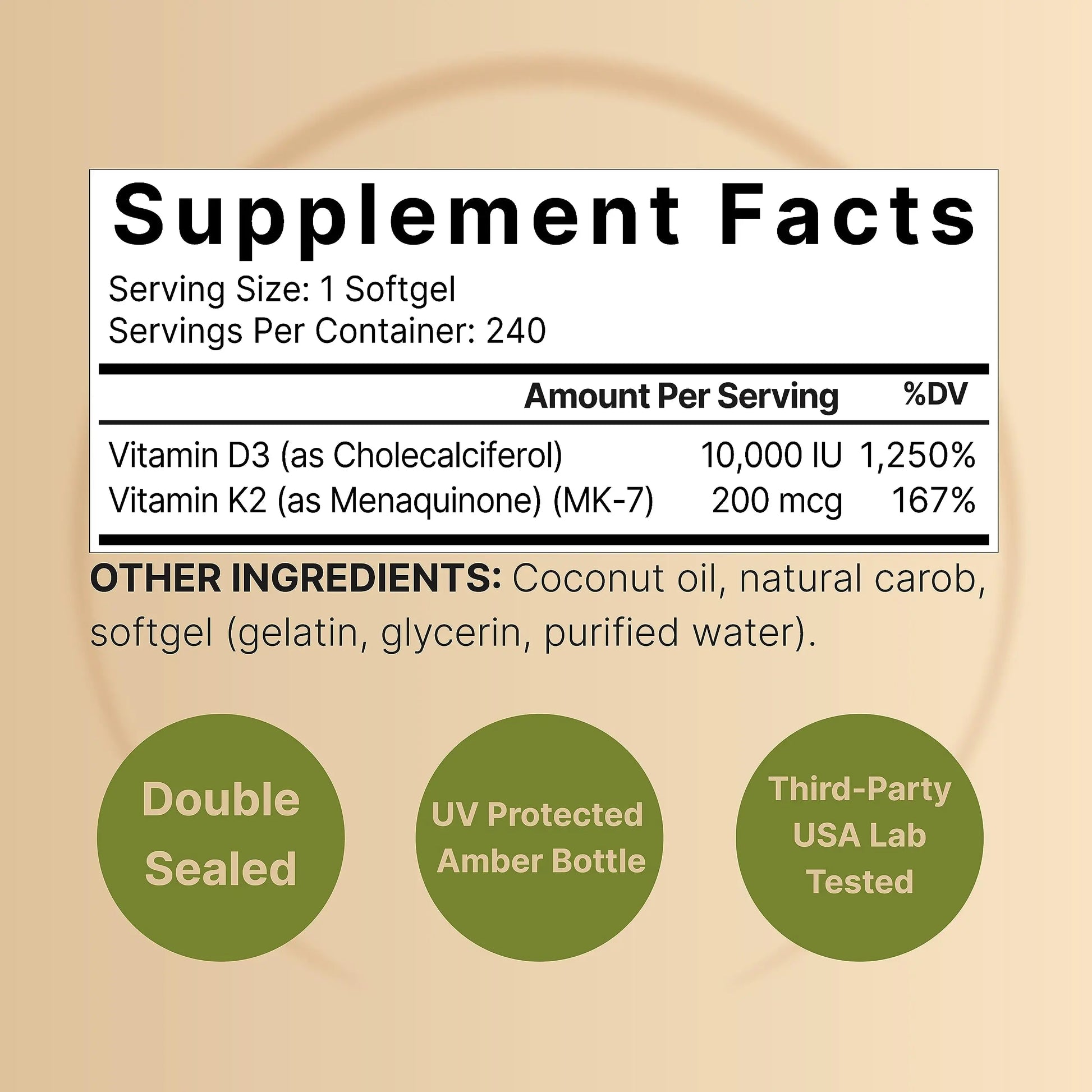 NatureBell Vitamin D3 K2 (10,000 IU Vitamin D + 200mcg Vitamin K MK-7) 240 Softgels NatureBell Au supplements