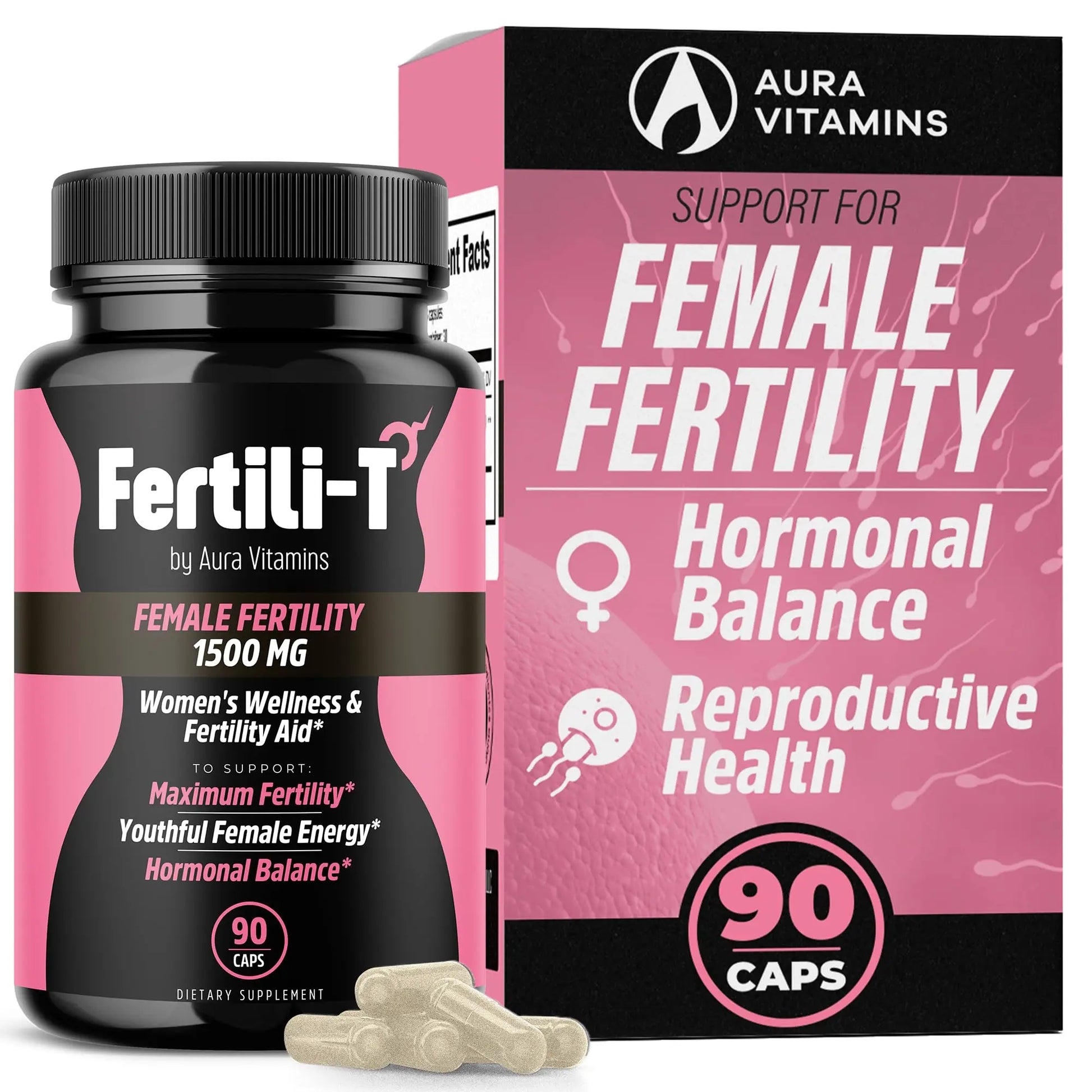 Fertili-t Female (90 Caps) Natural Fertility Support, Hormonal Balance & Prenatal Vitamins for Women, Conception Support, Natural Fertility Supplement with Aguaje & Red Maca (30-Day Supply) (1) AURA VITAMINS Au supplements