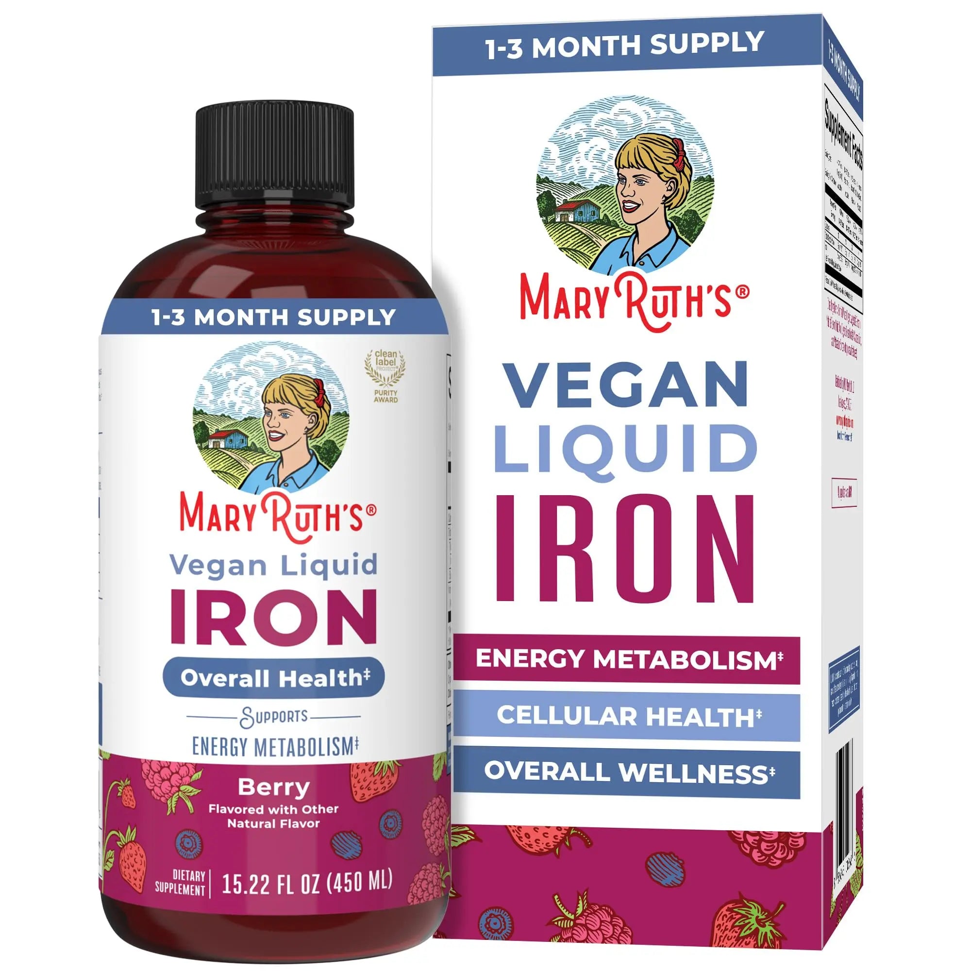 Iron Supplement for Women Men & Kids | Liquid Iron Supplement for Women Men & Kids | Iron for Healthy Blood & Oxygen | Ages 4 & Up | Sugar Free | Vegan | Non-GMO | Gluten Free | 15.22 Fl Oz MARYRUTH'S Au supplements