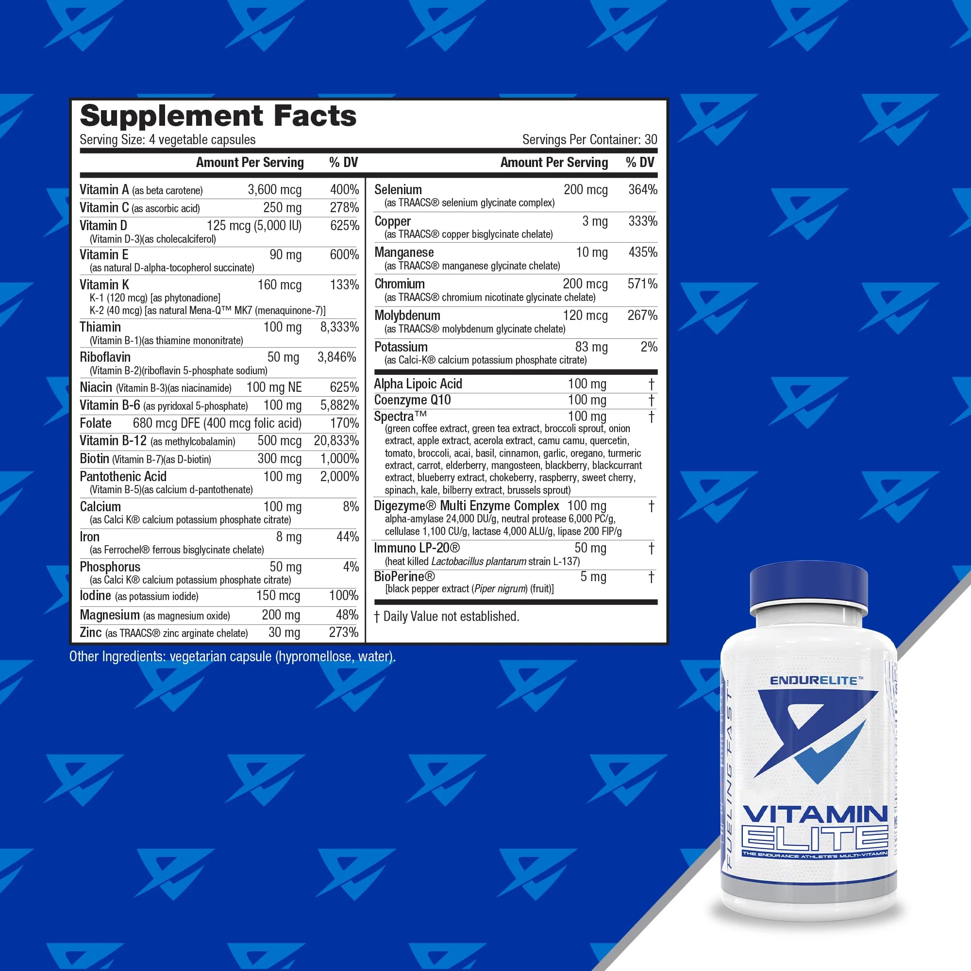 EndurElite Vitamin Elite - Complete Multivitamin for Men and Women - 120 Capsules EndurElite Au supplements