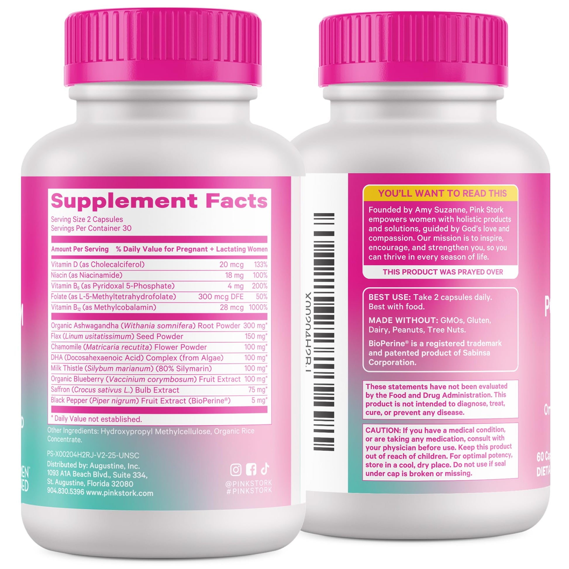 Pink Stork Postpartum Mood Support - Postnatal Hormone Balance for Women - Breastfeeding Friendly - Stress & Cognitive Support, New Mom Essentials - Ashwagandha, Chamomile, & Vitamin D, 60 Capsules Pink Stork Au supplements