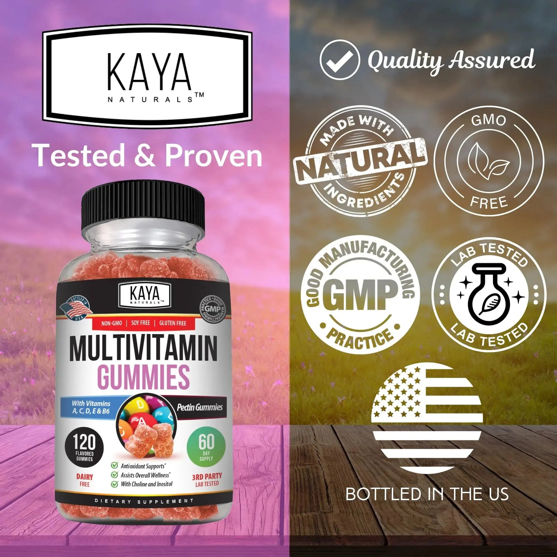 Kaya Naturals Adult Multi Vitamin Gummy, 120 Count, Biotin, Vitamin A, B-12, C & E, Including Zinc, Folic Acid, Strawberry Flavor (120 Gummies) Kaya Naturals Au supplements