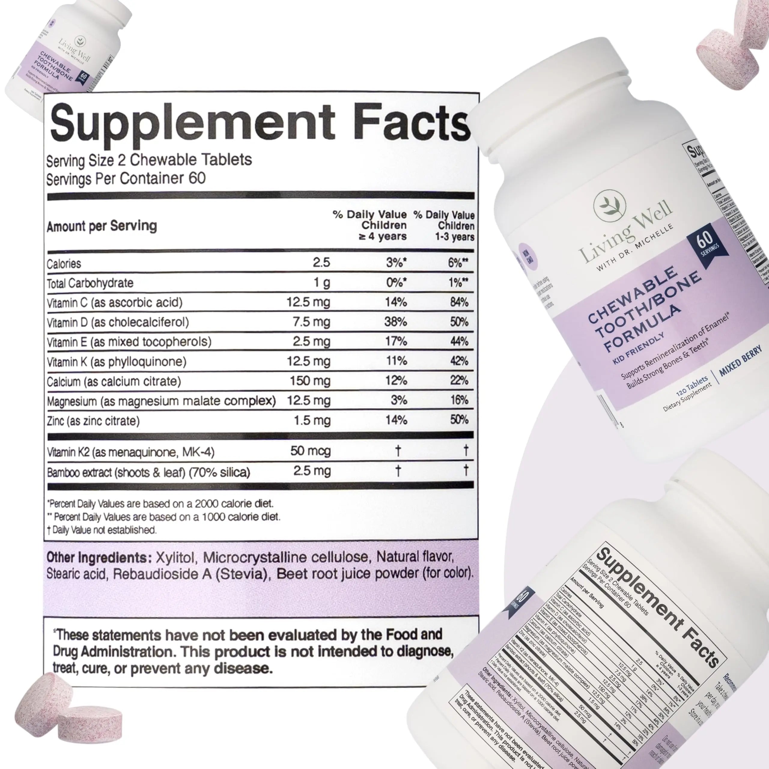 Kids Tooth & Bone Support Bundle | Chewable Calcium + D3 K2 & Liquid Vitamin D Supplement | Dentist-Developed | Strong Teeth, Enamel & Bone Health for Kids | Fluoride-Free, Non-GMO, Gluten-Free Living Well with Dr. Michelle Au supplements