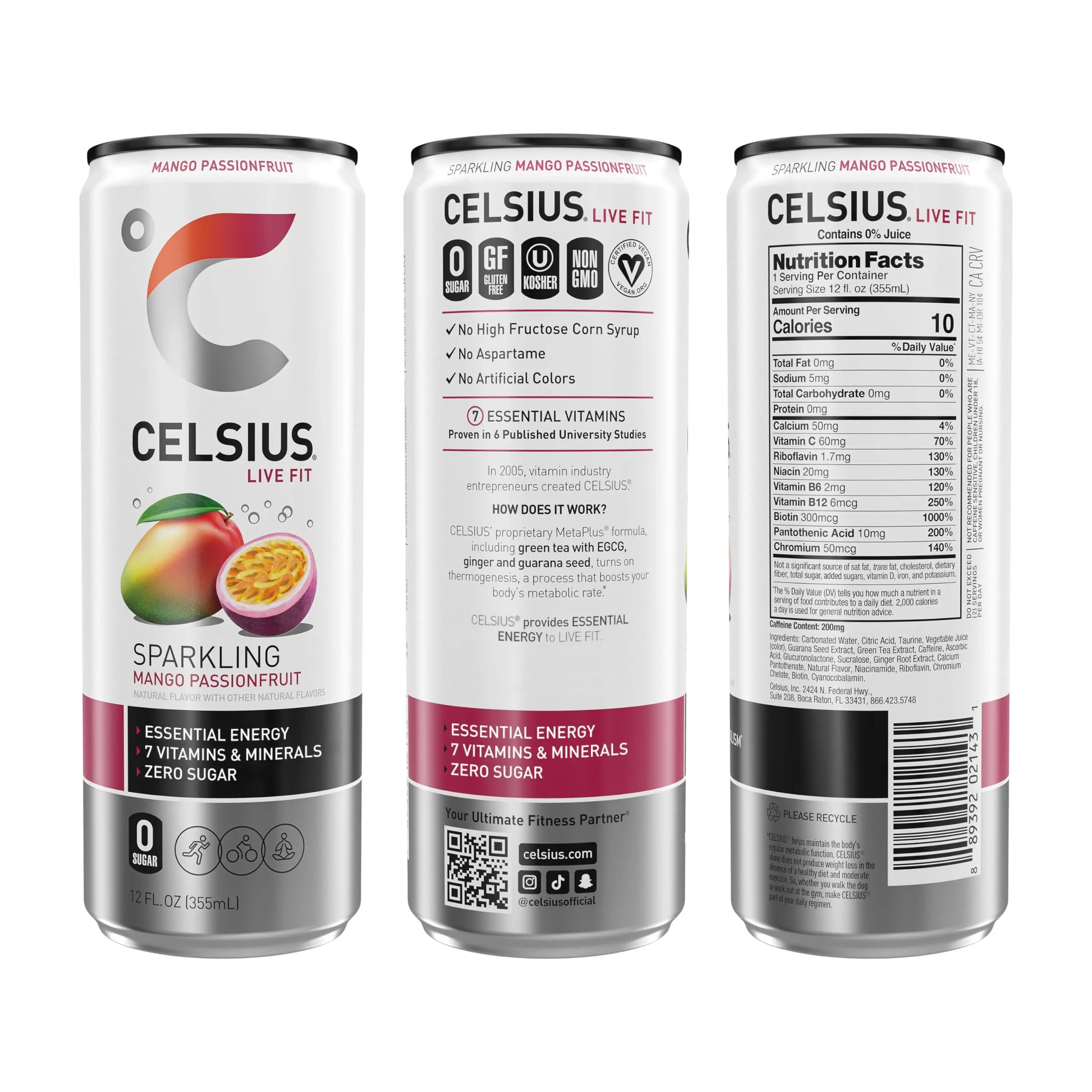 CELSIUS Sparkling Mango Passionfruit, Functional Essential Energy Drink 12 Fl Oz CELSIUS Au supplements