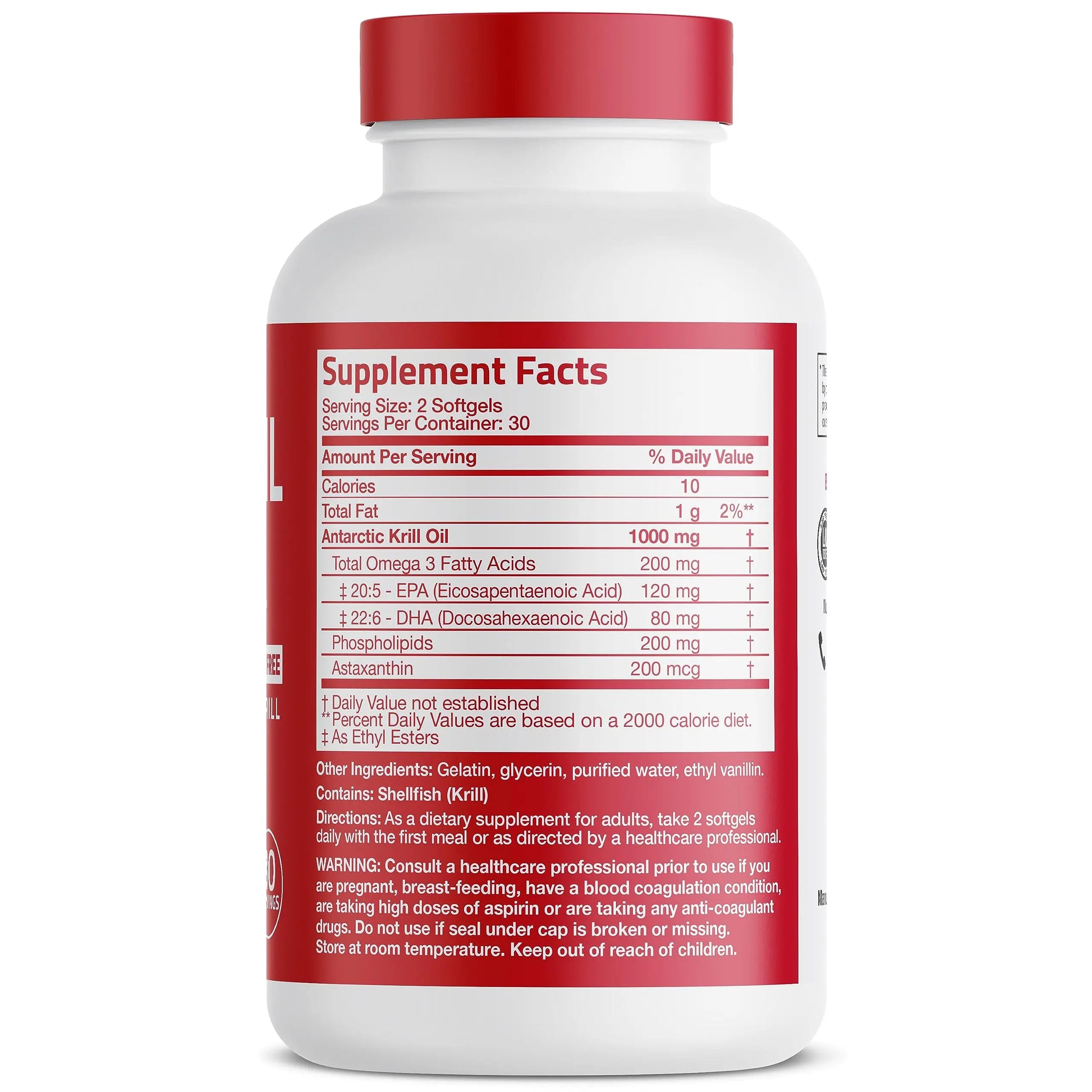 Bronson Antarctic Krill Oil 1000 mg with Omega-3s EPA, DHA, Astaxanthin Bronson Au supplements