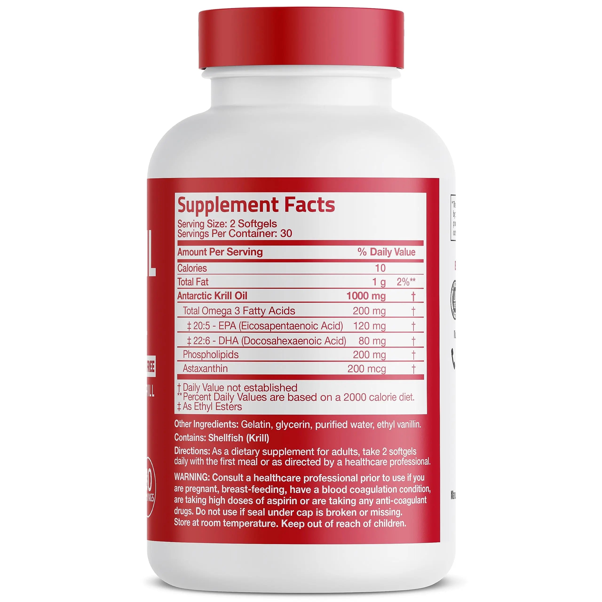 Bronson Antarctic Krill Oil 1000 mg with Omega-3s EPA, DHA, Astaxanthin Bronson Au supplements