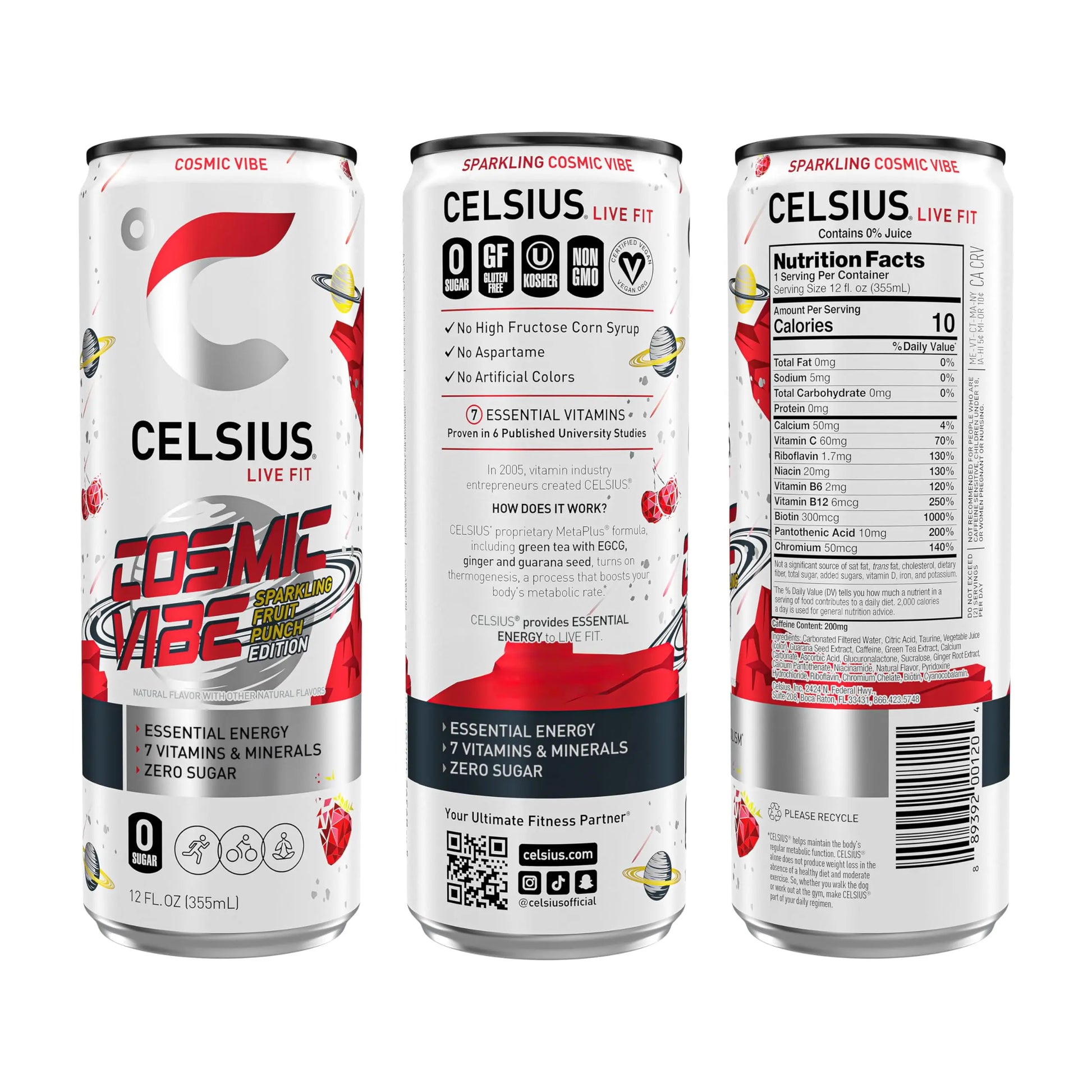 CELSIUS Sparkling Cosmic Vibe, Functional Essential Energy Drink 12 Fl Oz (Pack of 12) CELSIUS Au supplements