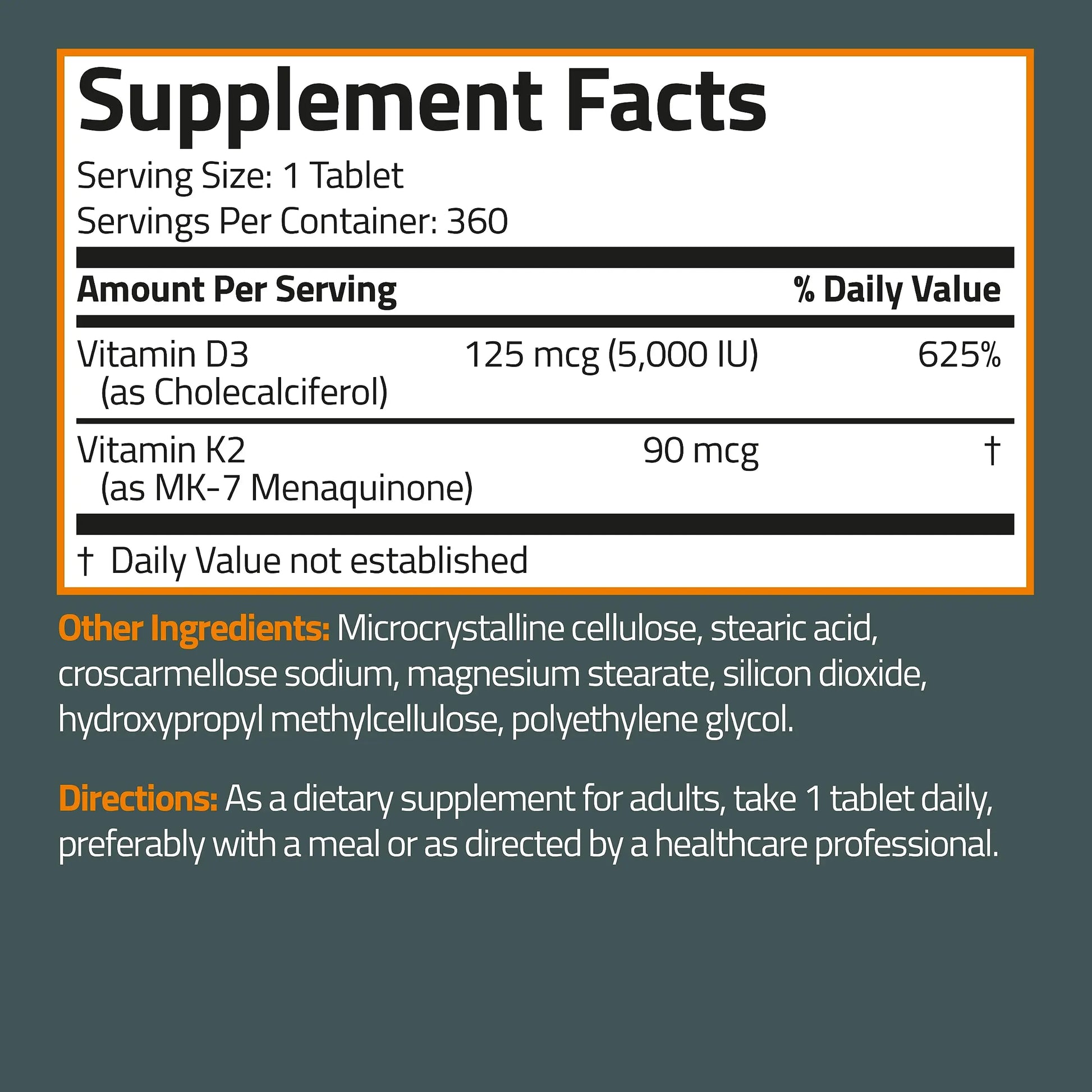 Bronson Basics Vitamin K2 D3 (MK7) Supplement Non-GMO Formula 5000IU (125 mcg) Bronson Au supplements