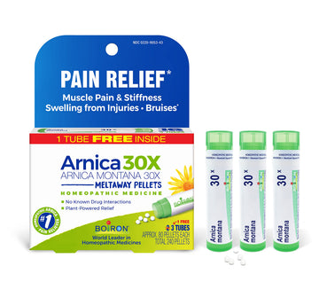 Boiron Arnica Montana 30X Homeopathic Medicine for Relief from Muscle Pain, Muscle Stiffness, Swelling from Injury, and Discoloration from Bruises - 3 Count (240 Pellets) Boiron Au supplements