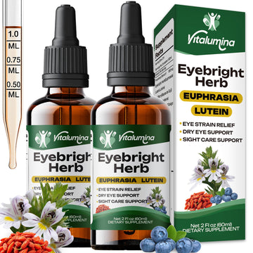 Vitalumina Eyebright Herbal Liquid with Organic Euphrasia, Lutein, Bilberry, Blueberry & Goji – Plant-Based Vegan Supplement for Adults – 4 fl oz Vitalumina Au supplements