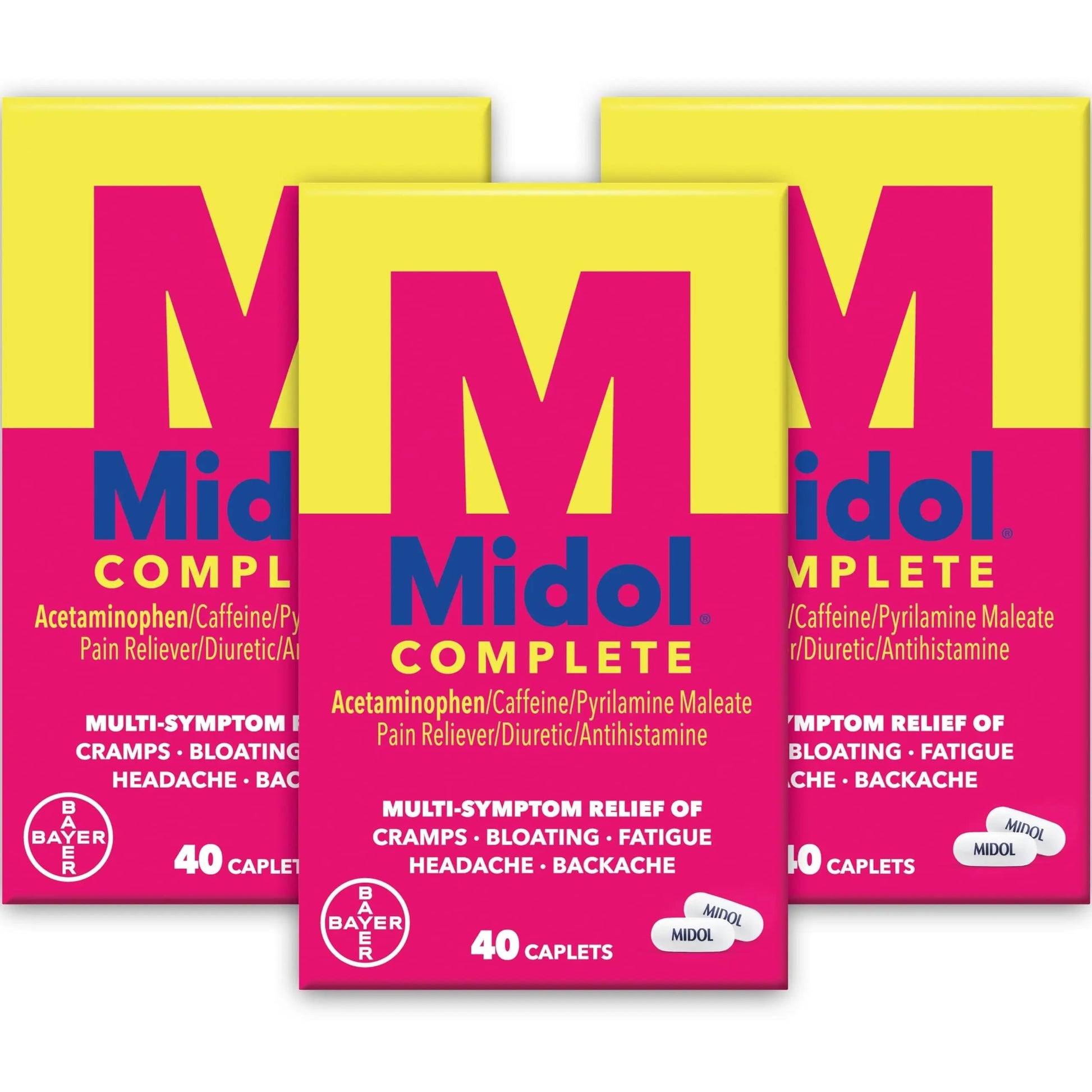 Midol Complete Menstrual Pain Relief Caplets with Acetaminophen for Period Cramps, and Menstrual Symptom Relief - 40 Count (Pack of 3) (Packaging May Vary) Midol Au supplements