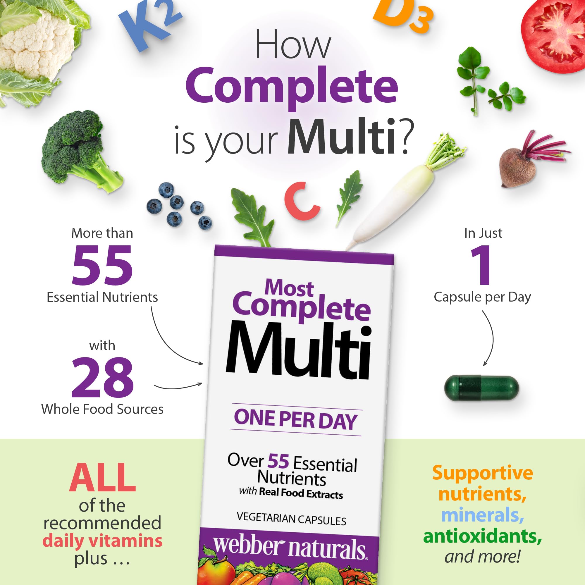 Webber Naturals Men's Most Complete Multi, 90 Vegetarian Capsules Webber Naturals Au supplements