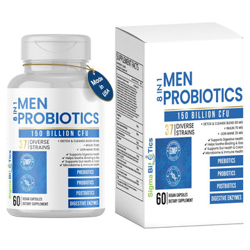 Probiotics for Men - 150 Billion CFU Acidophilus Capsules with Prebiotics & Postbiotics - Supports Gut Microbiome, Colon & Immune Health