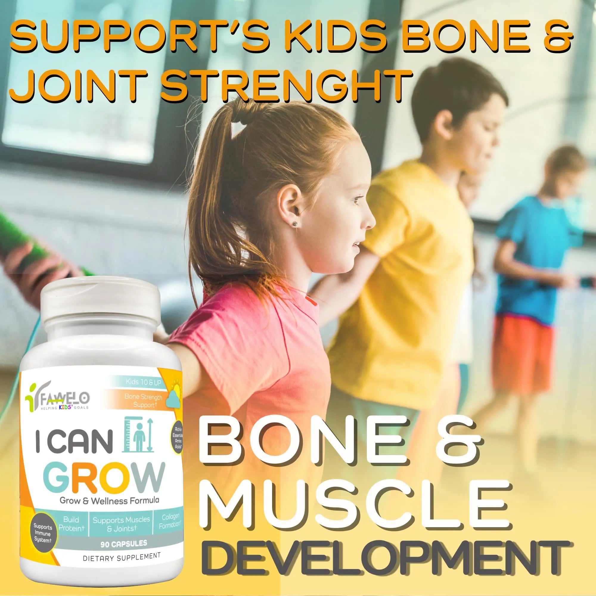 I Can Grow (3 Pack) Height Boosters for Kids 10+, Teen Vitamins for tru Height - Natural Growth Supplement for Optimal Development - Supports Bone Strength and Immune Health with Colostrum Fawelo Au supplements