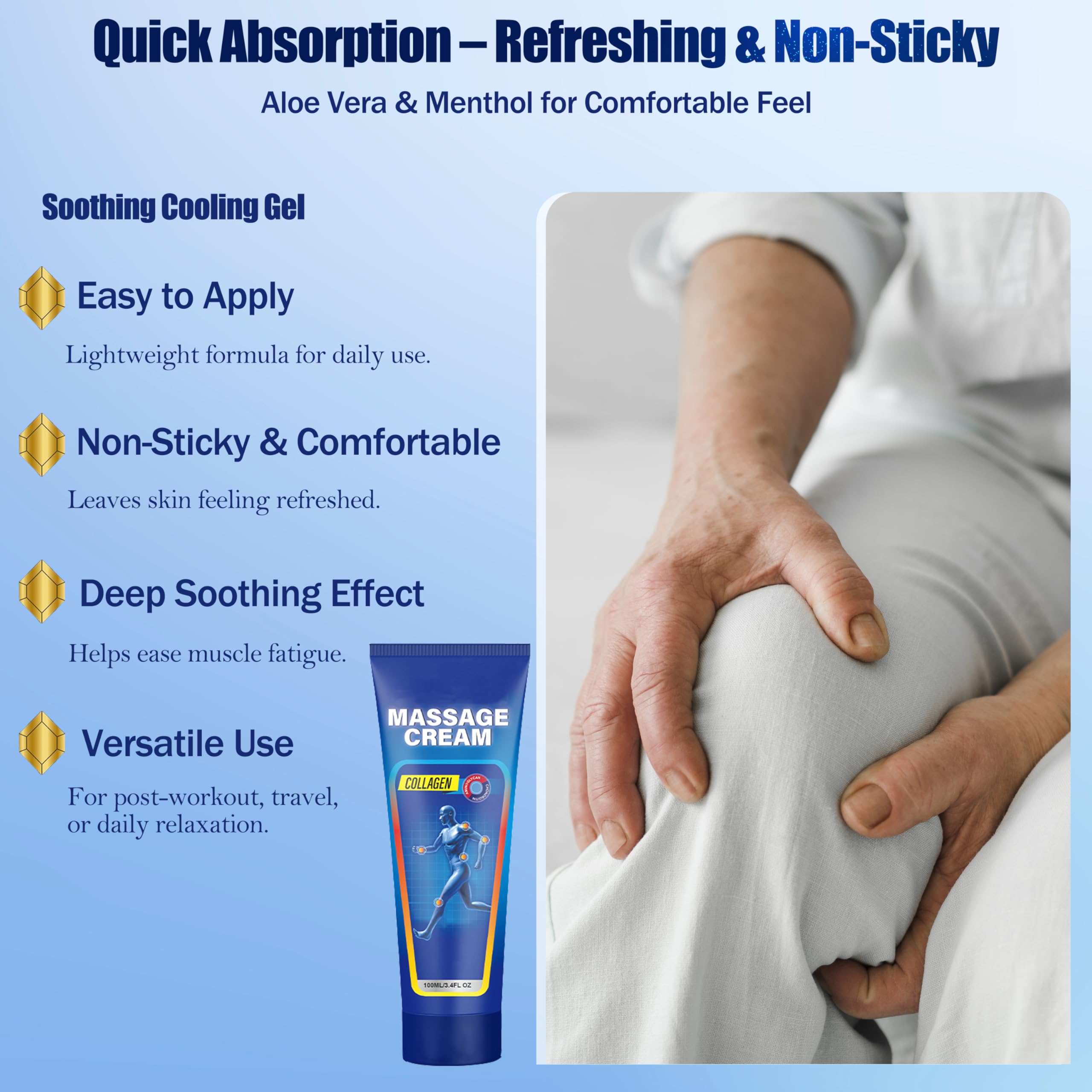 Soothing Cooling Gel for Muscle Tightness – Fast Absorbing Formula with Aloe Vera, Menthol & Tea Tree Oil | Sports & Daily Body Care Gel for Women & Men | Non-Greasy, Refreshing Feel (100ML/3.4oz) MIsiyuo Au supplements