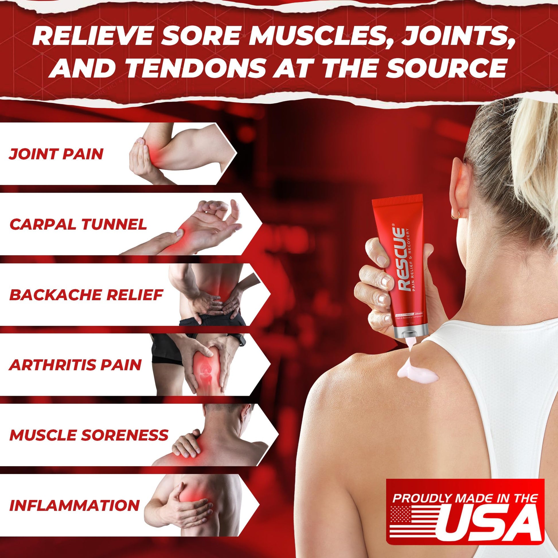 RESCUE PAIN RELIEF & RECOVERY Cream - All-in-One Solution for Back, Neck, Knee, Hand, Foot, and Shoulder Pain - Combines Power of Key Ingredients from Leading Pain Relief CreamProducts - 4 Ounces RESCUE PAIN RELIEF & RECOVERY Au supplements