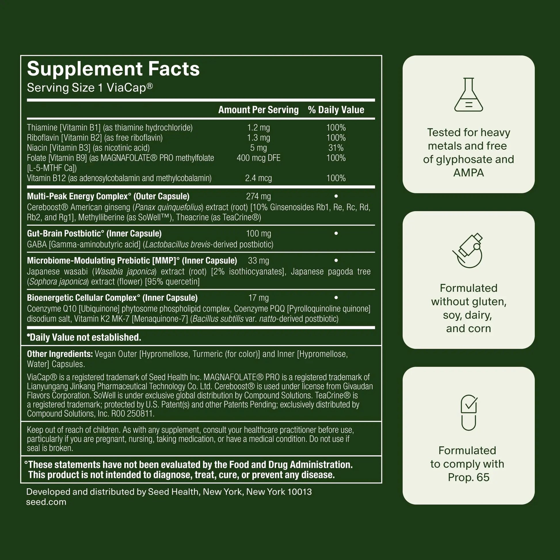 Seed AM-02 Energy + Focus - Daily Nootropic Supplement for Women & Men - Fast-Acting & Sustained Energy for Up to 6 Hours - Caffeine-Free Vegan & Shelf-Stable - 30 Capsules (30-Day Supply) Visit the Seed Store Au supplements