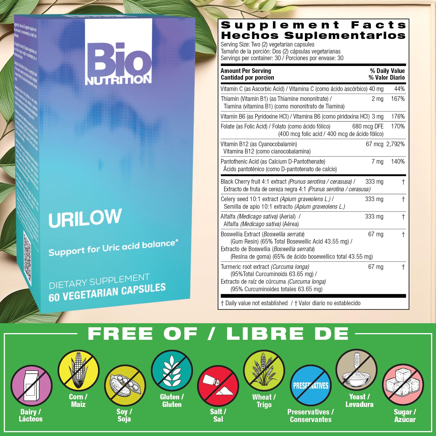 Bio Nutrition 2 Pack Urilow 60 Vegetarian Capsules | Natural Support for Urinary Health | Promotes a Healthy Uric Acid Balance Bio Nutrition Au supplements