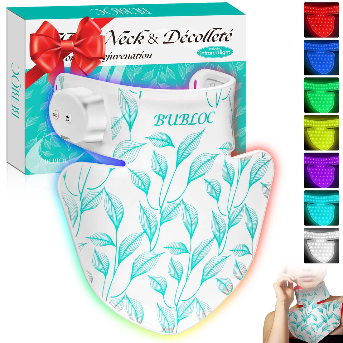 Red Light Therapy for Neck & Décolleté Suitable for Omnilux, Near-Infrared 850 Red Light + 7 Colors Led Light BUBLOC Au supplements