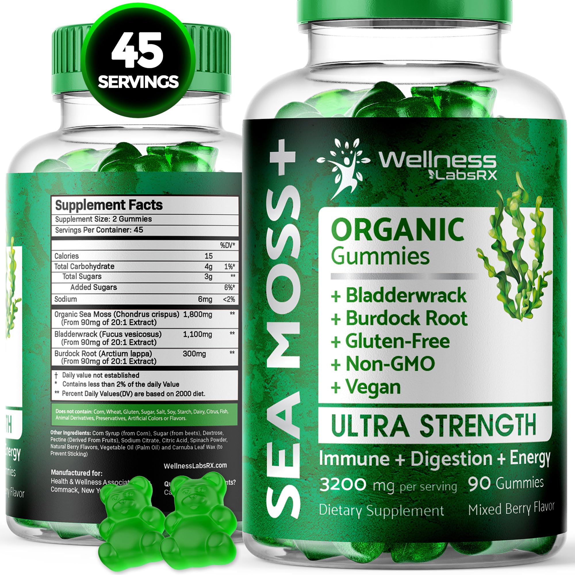 WELLNESS LABSRX Sea Moss Gummies, 3200mg Organic Seamoss, Irish Sea Moss WELLNESS LABSRX Au supplements