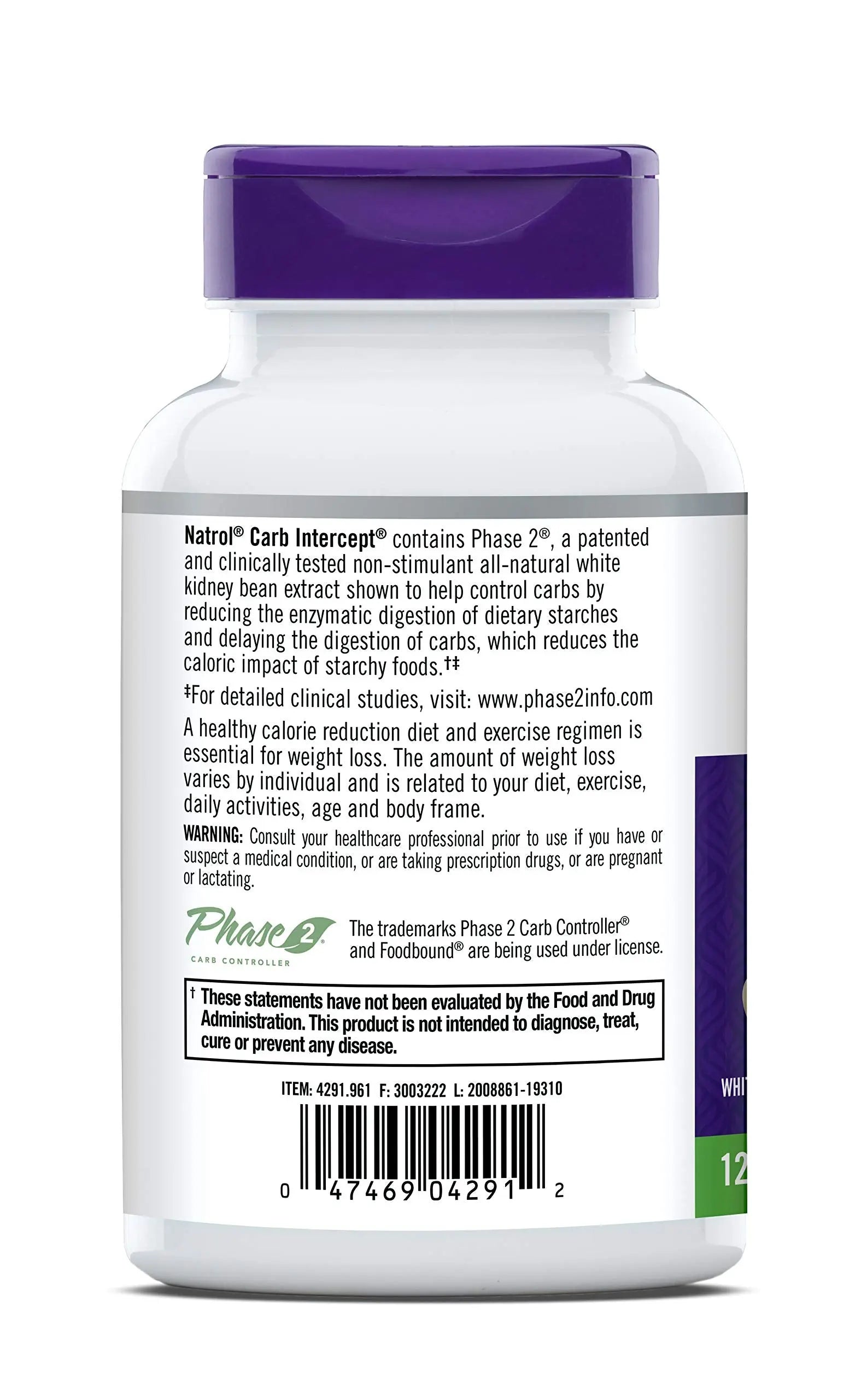 Natrol Carb Intercept Capsules with White Kidney Bean Extract - Controls Carbs, Metabolize Natrol Au supplements