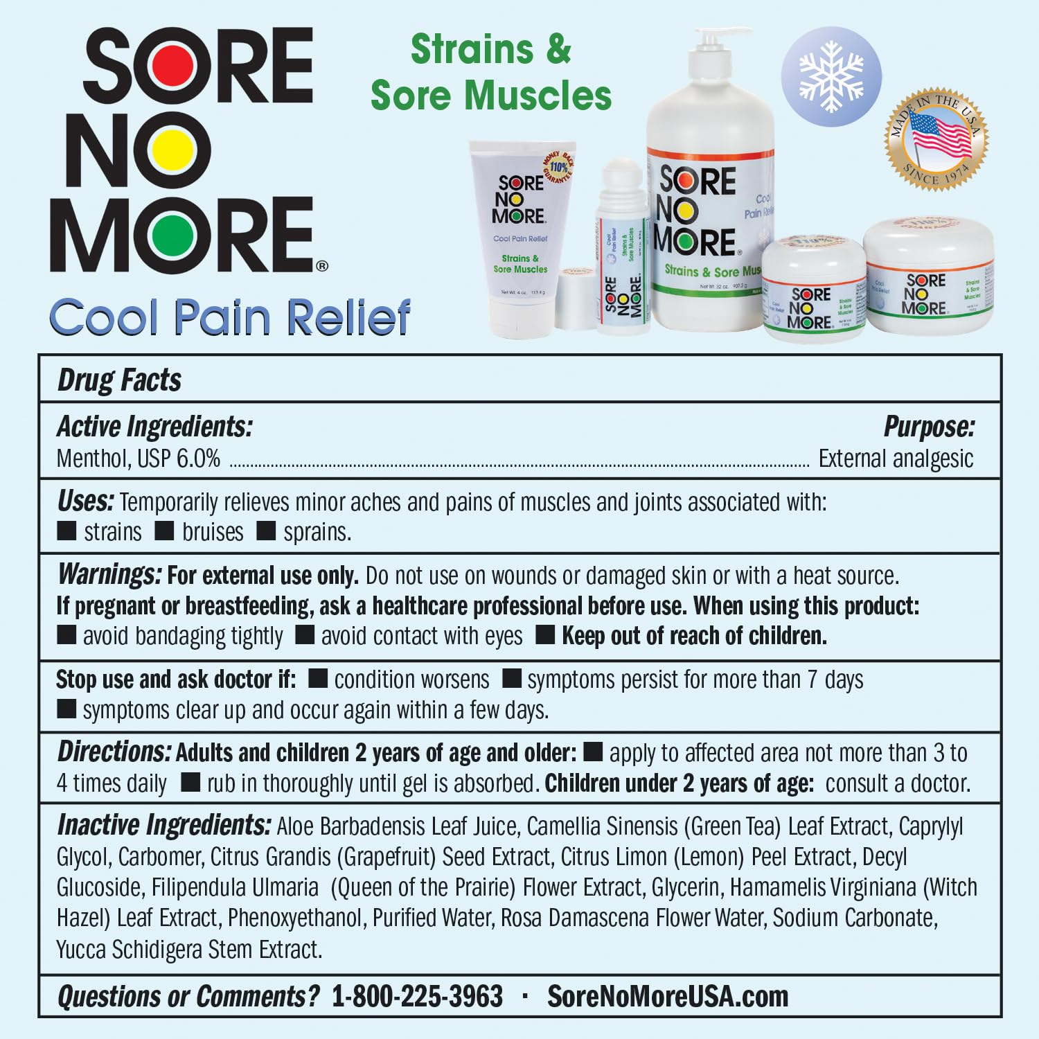Sore No More Cool Relieving Gel for Aches & Pains in Muscles & Joints associated with Strains, Bruises & Sprains | Absorbs Quickly with a Refreshing Lemon Aroma | 32 oz Bottle with Pump Sore No More Au supplements
