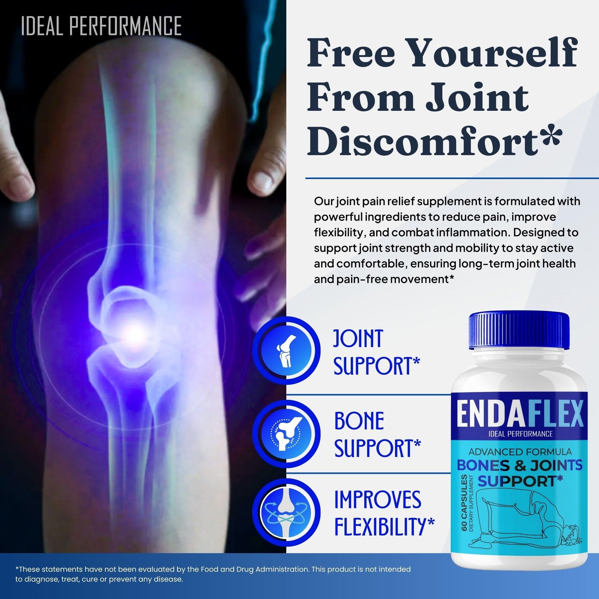 Endaflex Capsules, Advanced Joint Support Supplement Pills for Mobility and Comfort - Maximum Strength, Official Enda Flex Joint Support All Natural Formula, Premium Enda-Flex Reviews (3 Pack) IDEAL PERFORMANCE Au supplements