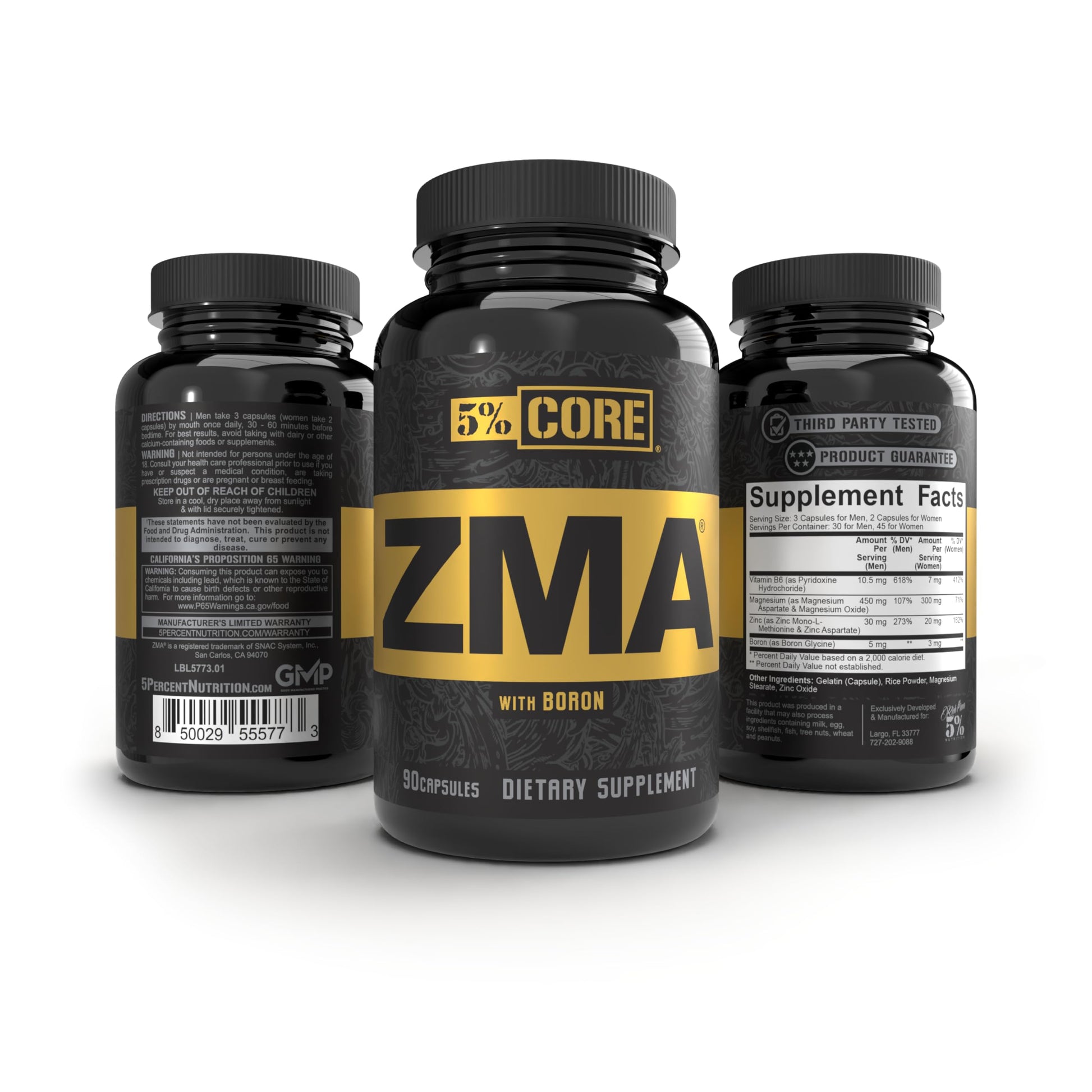 5% Nutrition Core ZMA (with Boron) | Promotes Recovery by Restoring Levels of Zinc, Magnesium & Vitamin B-6 (90 Capsules) 5% Nutrition Au supplements