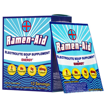 Ramen-Aid Electrolyte Soup Supplement with Energy, 80mg Caffeine, Sodium-Free, Sugar-Free, 12 Packets Ramen-Aid Au supplements