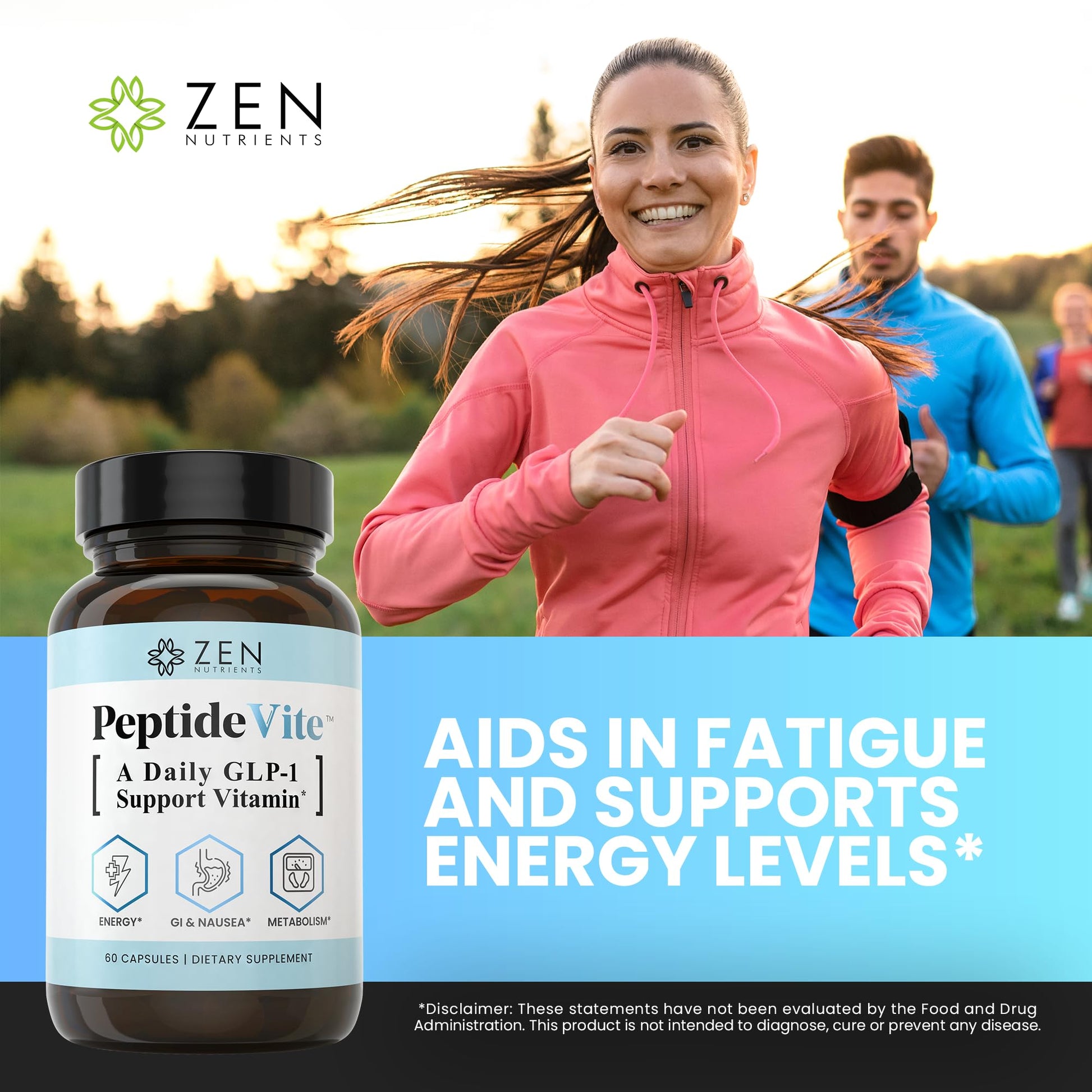 Zen Nutrients PeptideVite GLP-1 Support Vitamin for Gut Health with Probiotics, Bromelain, Chromium Picolinate & Organic Ginger (60 Capsules) Zen Nutrients Au supplements