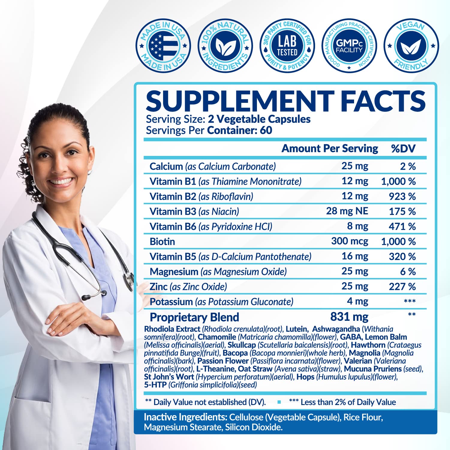 28 in 1 Calm Mood Support Supplement- Natural Happy Pills for Occasional Anxiousness & Stress, Worry feelings, Relaxation, Mental Clarity | Max Sleep & Mood Support for Women & Men|120 Vegan Capsules Rainbow Nutrients, LLC Au supplements