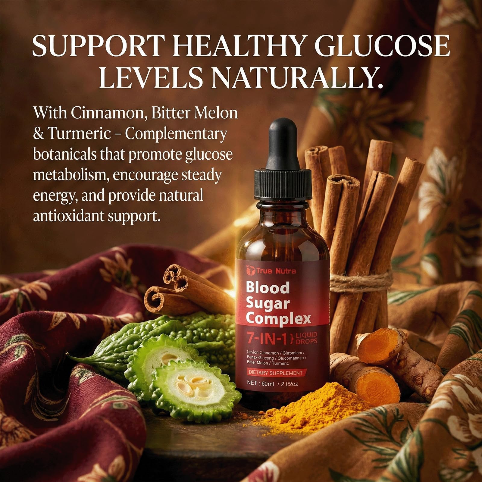 true nutra Blood Sugar Complex, 7-in-1 Formula Blood Sugar Support Supplement with Berberine, Ceylon Cinnamon, Chromium, Bitter Melon, Turmeric, Ginseng, Glucomannan (1PCS) true nutra Au supplements