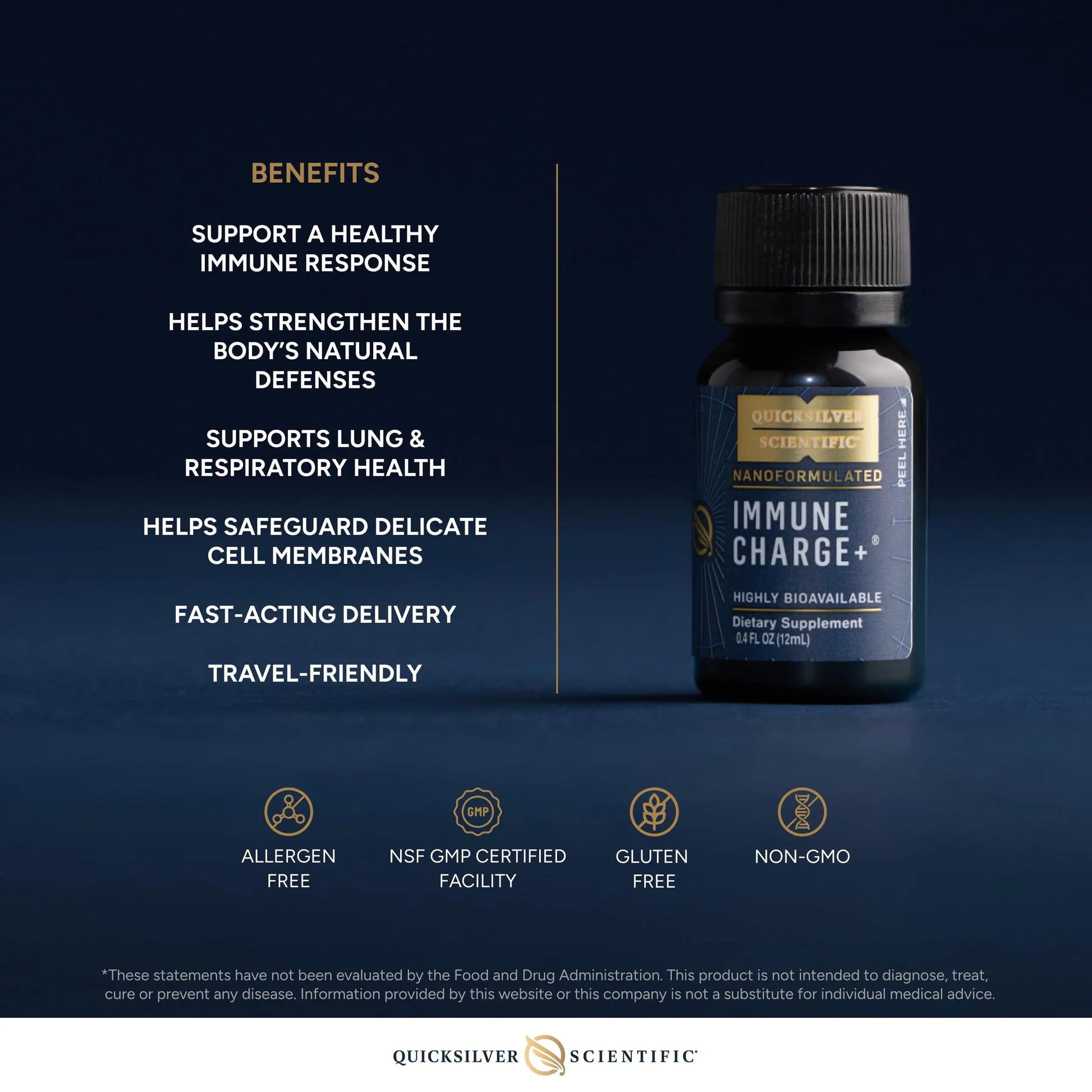 Quicksilver Scientific Immune Charge+ - Portable Wellness with Elderberry, Vitamin C, E, K1, K2, 10,000 IU Vitamin D for Optimal Immune System Support (12 Single Serving Shots) Quicksilver Scientific Au supplements