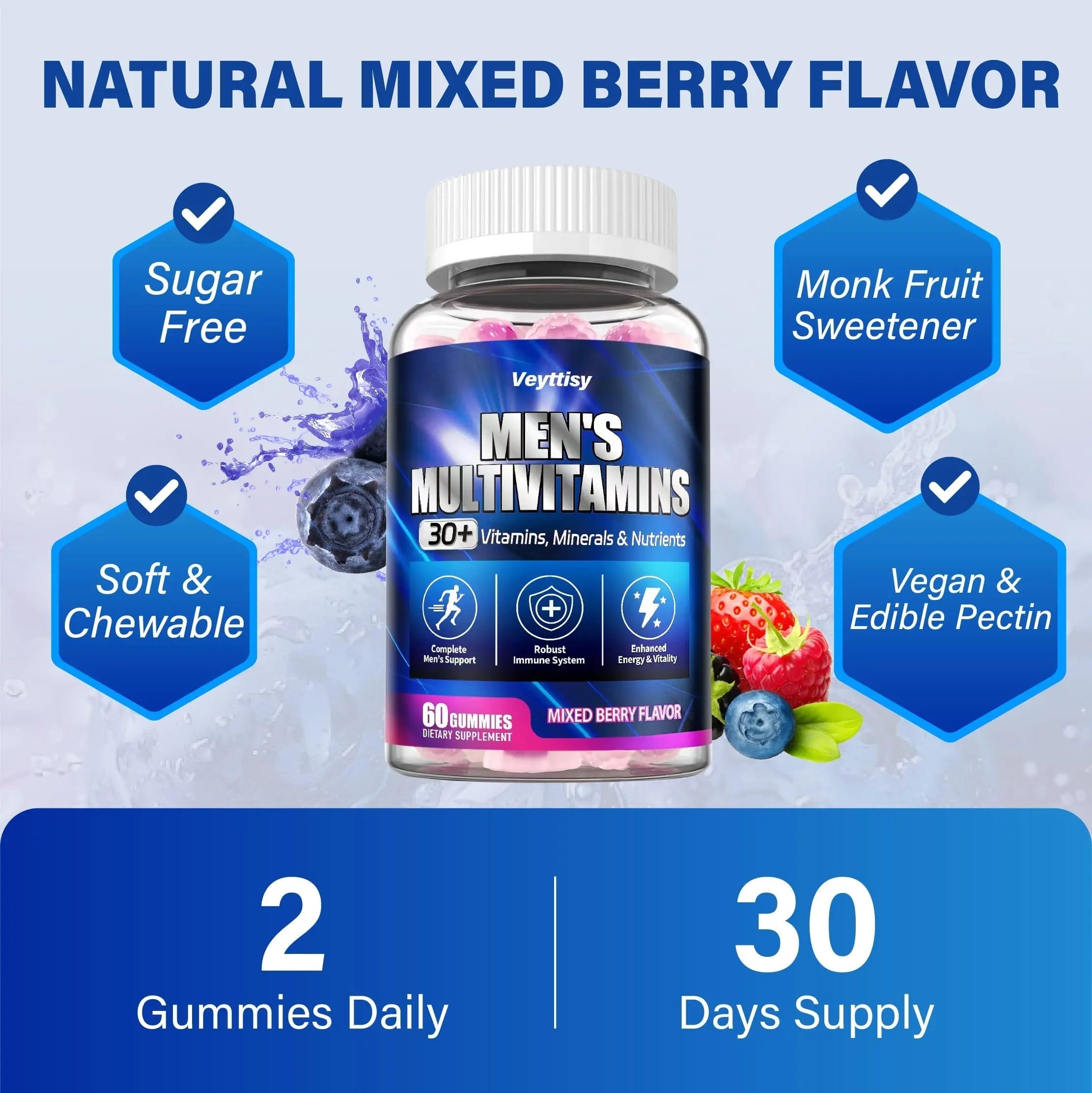 Methylated Multivitamin Gummies for Men - Mens Multivitanins Gummy with Vitamins A C D K E, Methylated Folate, B Complex Veyttisy Au supplements