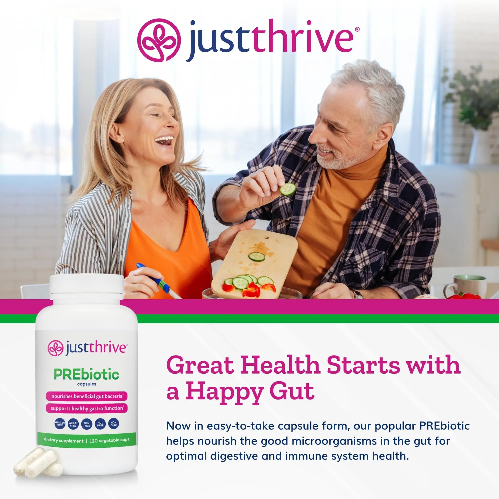 Just Thrive PREbiotic Capsules - Prebiotic Blend for Gut Health and Immune Support, 120 Caps Just Thrive Au supplements