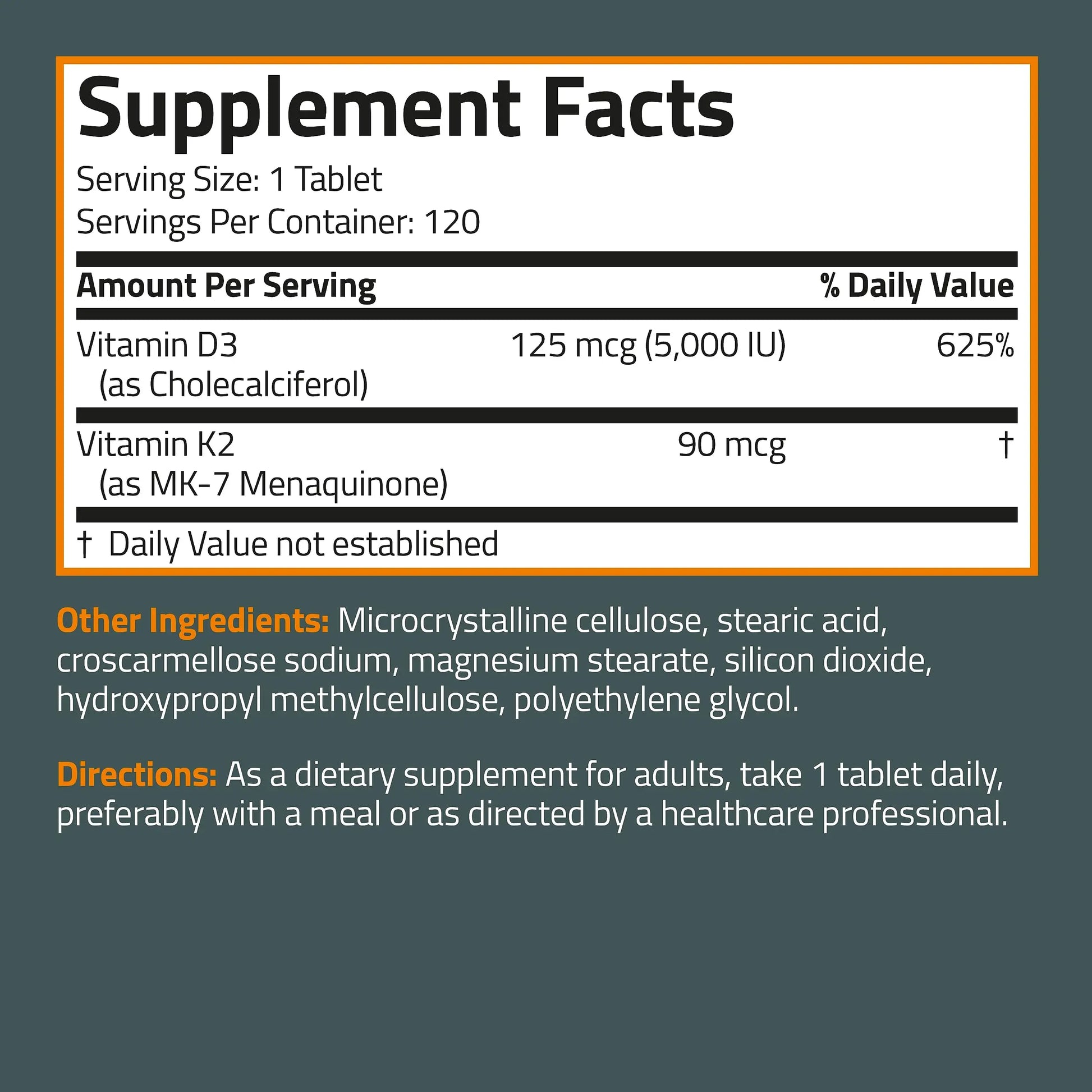 Bronson Basics Vitamin K2 D3 (MK7) Supplement Non-GMO Formula 5000IU (125 mcg) Bronson Au supplements