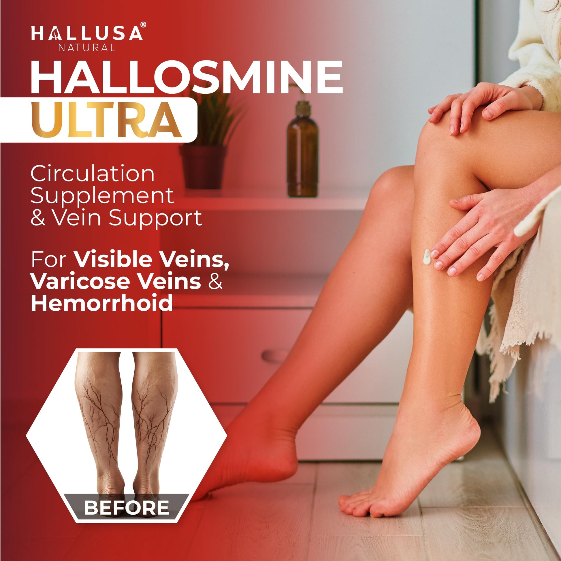 Hallusa Natural Hallosmine Ultra Diosmin 500mg & Hesperidin 150mg – Heavy Legs, Swelling & Vein - Blood Circulation Supplements, 60 Caps Hallusa Natural Au supplements