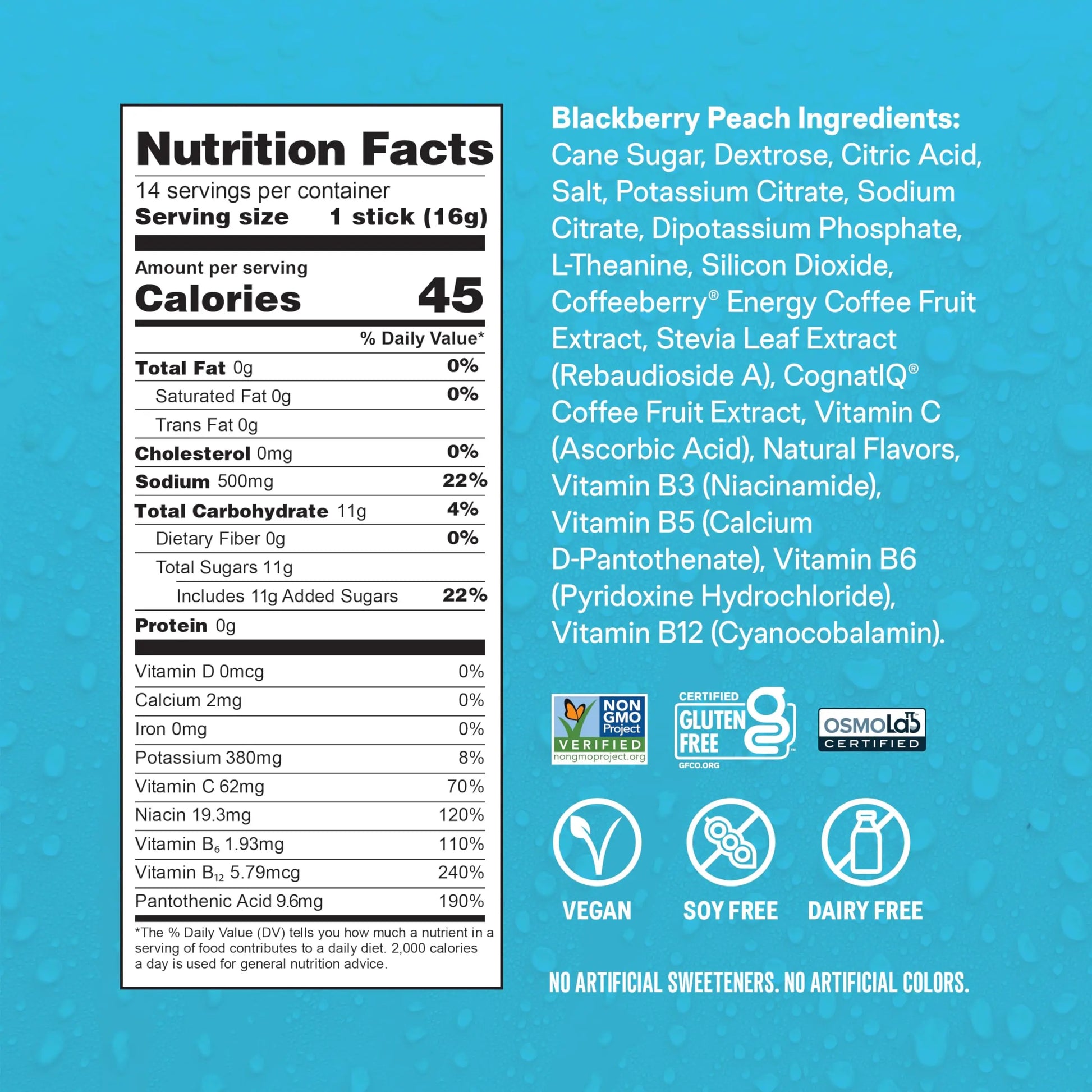 Liquid I.V.® Hydration Multiplier +Energy | Blackberry-Peach | Electrolyte Powder Drink Mix | 1 Pack (14 Servings) Liquid I.V. Au supplements