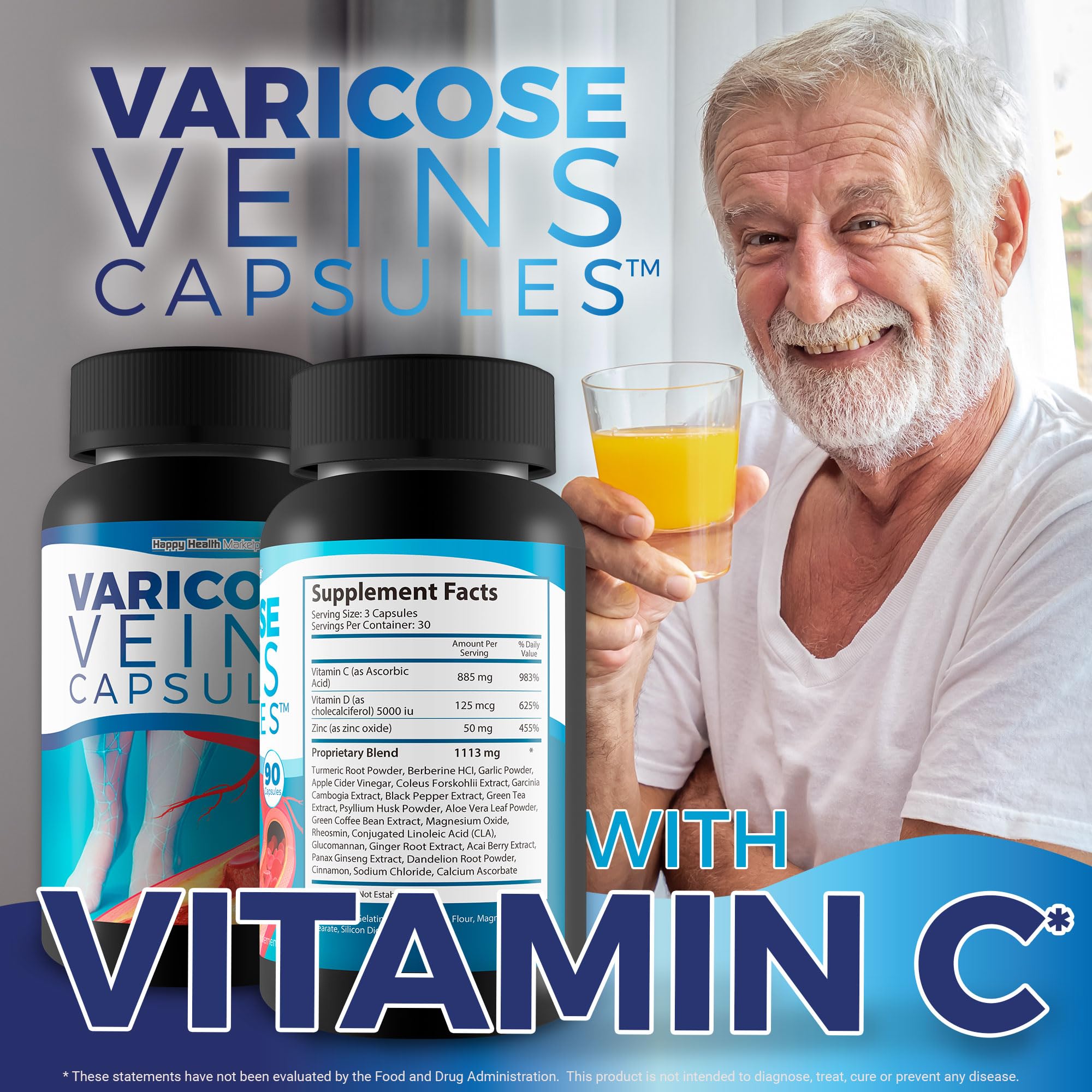 Varicose Veins Capsules - Our Best Natural Varicose Veins Treatment - Varicose Vein Supplement Anti Varicose Veins Women - Herbal Varicose Veins Treatment for Legs - Herbal Remedies for Varicose Veins Happy Health Marketplace Au supplements