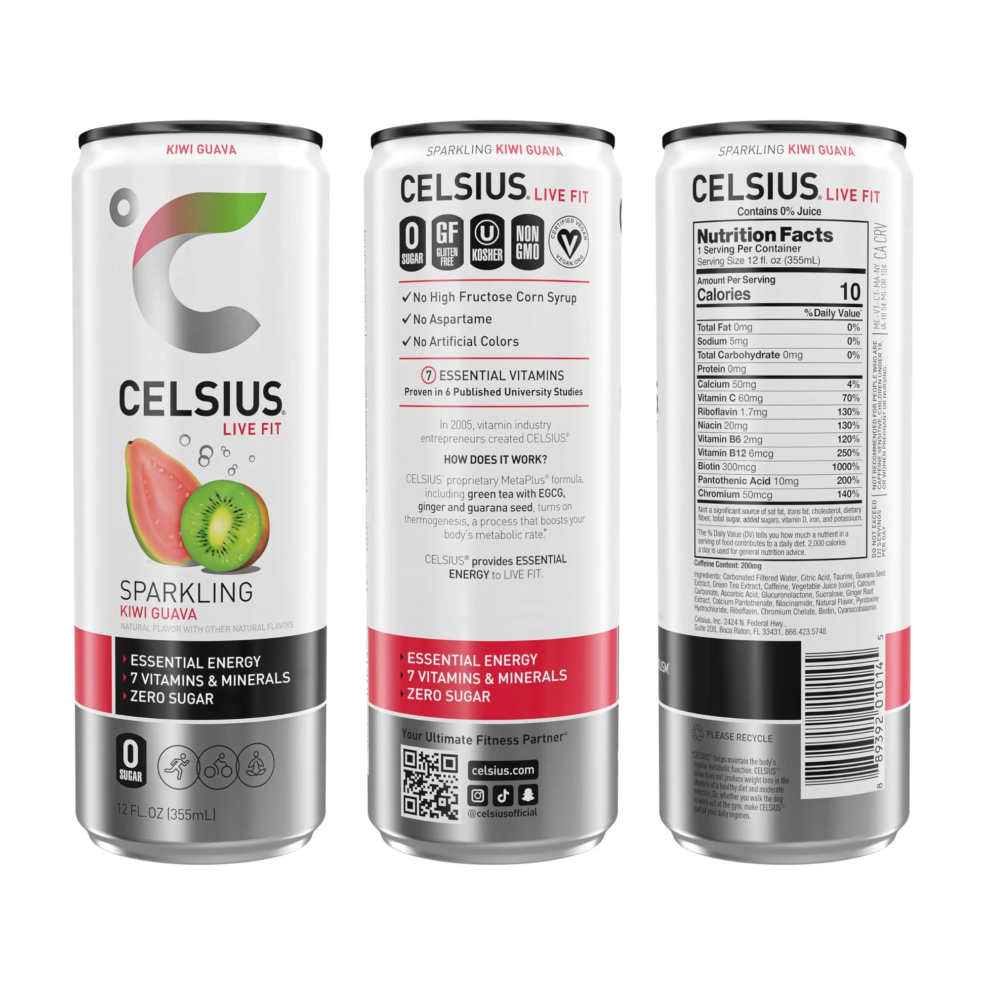 CELSIUS Sparkling Kiwi Guava, Functional Essential Energy Drink 12 Fl Oz (Pack of 12) CELSIUS Au supplements