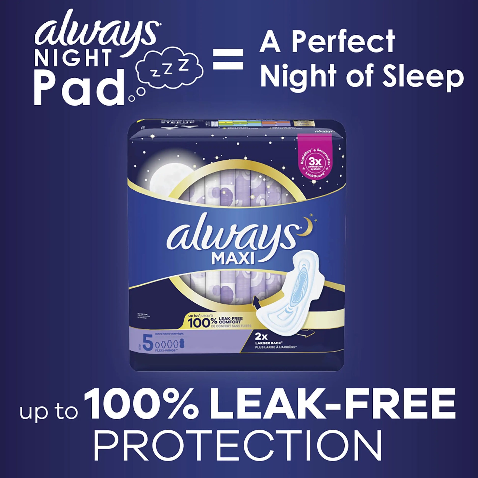 Always Maxi Overnight Pads with Wings, Size 5, Extra Heavy Overnight Always Au supplements
