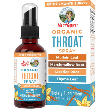 MaryRuth Organics USDA Organic Throat Spray with Mullein Leaf | Marshmallow Root & Licorice Root & Thyme Leaf | Vanilla | 4 Herbal Blend | Non-GMO | Vegan | Gluten Free | 1 Fl Oz | Up to 100 Servings MARYRUTH'S Au supplements