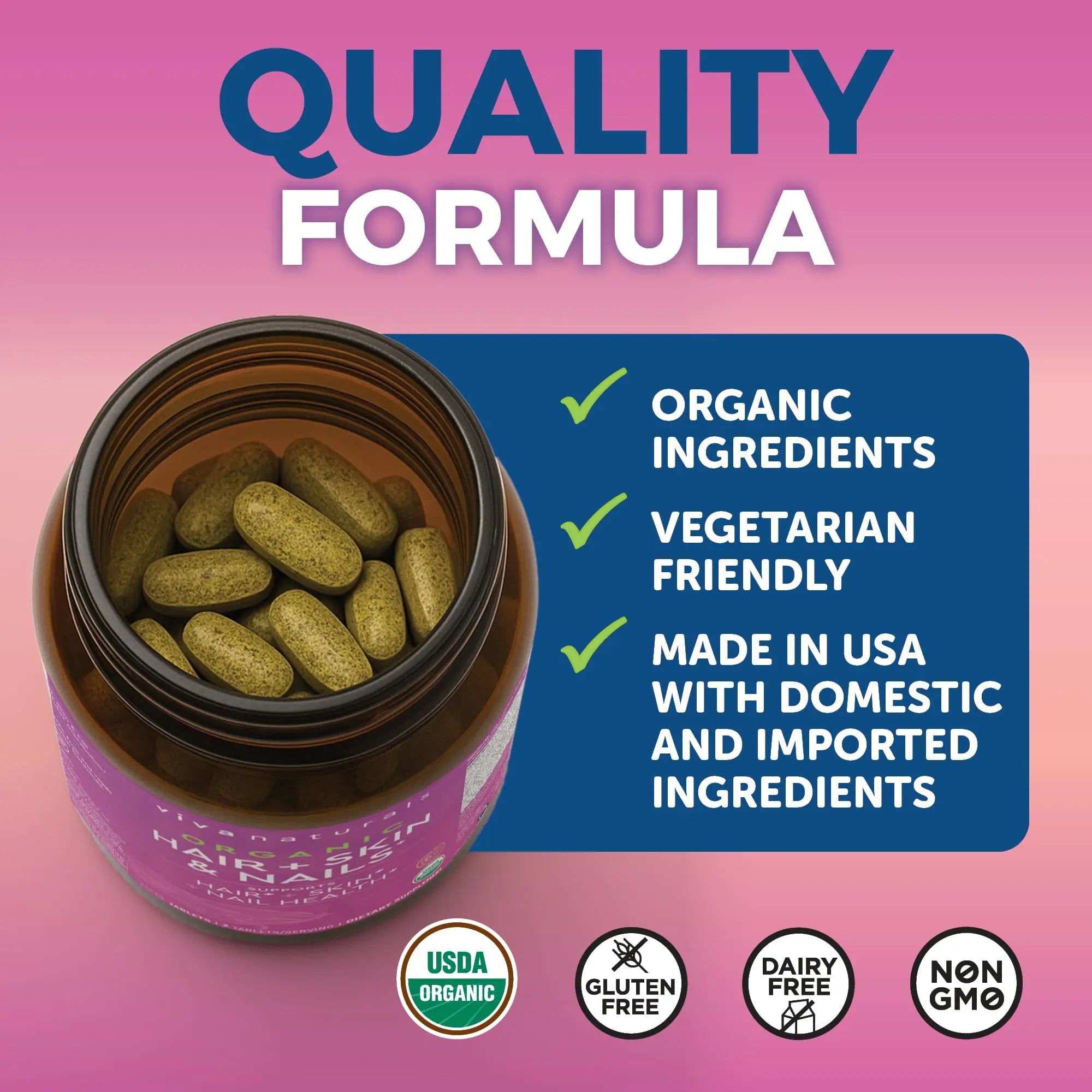 Biotin 5000 mcg Hair Skin Nails Vitamins for Women – Organic and Vegetarian-Friendly Supplement with Vitamin E, B-Vitamins, Spirulina Viva Naturals Au supplements