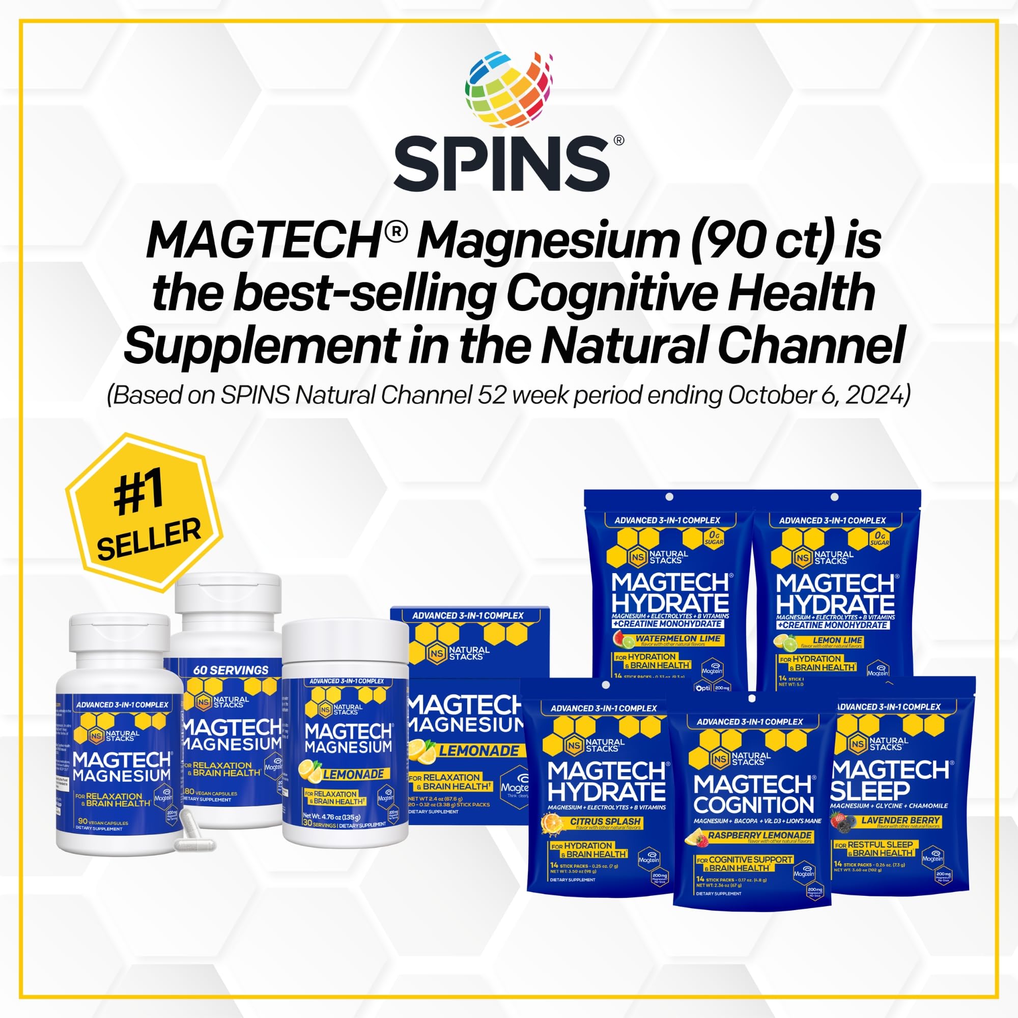 Magtein Magnesium L-Threonate, Glycinate & Taurate - MagTech Magnesium Powder - Sugar Free Lemonade Drink - 200mg Chelated Triple Complex - Supports Relaxation & Brain Health* - 30 Servings NATURAL STACKS Au supplements