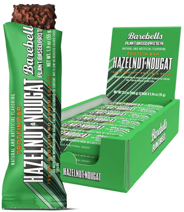 Barebells Vegan Protein Bars Hazelnut & Nougat - 12 Count, 1.9oz Bars - Features Plant BAREBELLS Au supplements