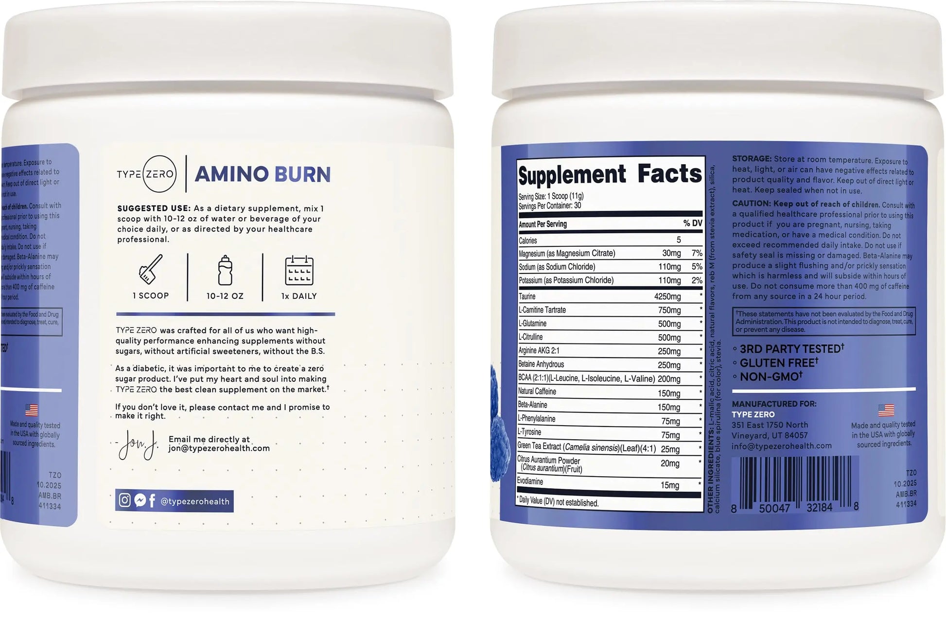 Type Zero Amino Burn - Vegan BCAA + Clean Pre Workout Powder with Arginine AKG, L-Citrulline & Beta Alanine - Amino Acid Clean Energy, Endurance & Hydration Supplement - Blue Raspberry, 30 Servings Type Zero Au supplements