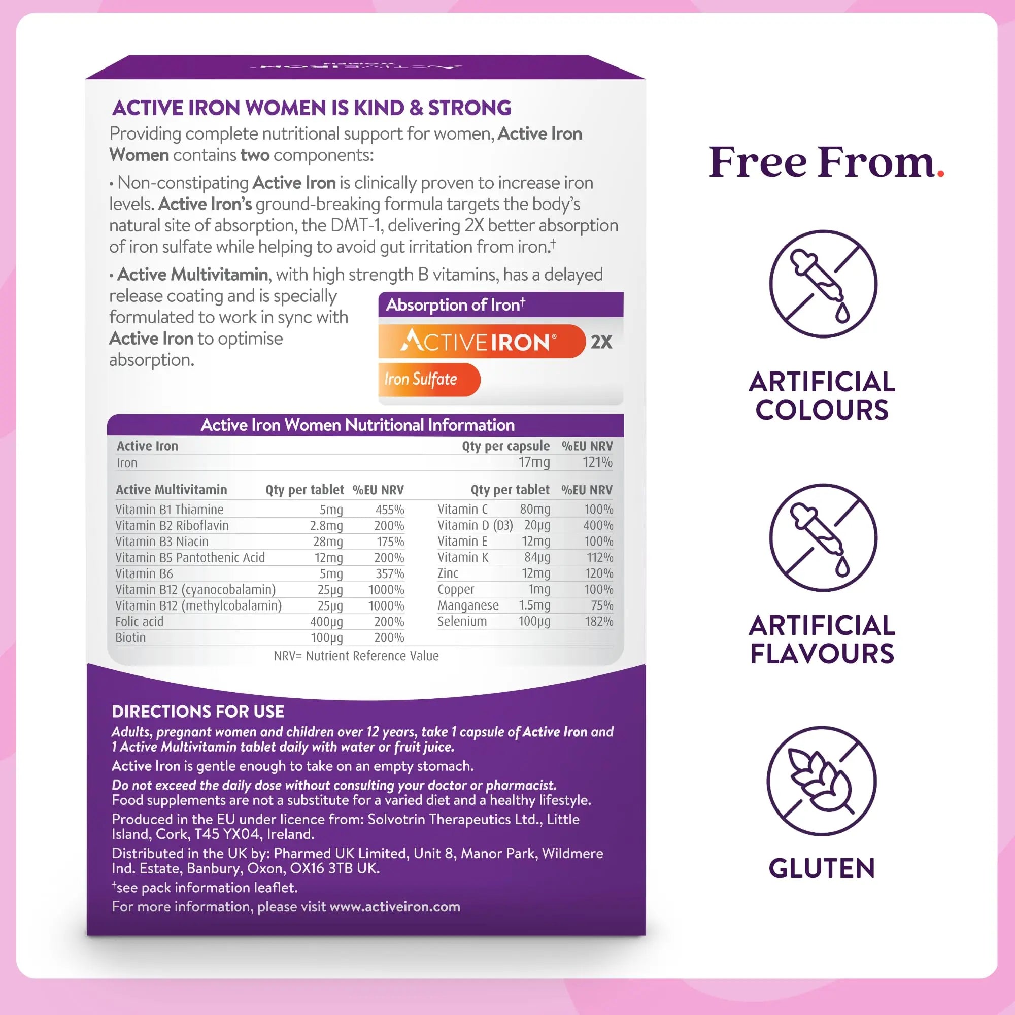 Active Iron Supplement 25mg + Multivitamin for Women – Clinically Proven to Increase Energy & Reduce Tiredness – Gentle ACTIVEIRON Au supplements