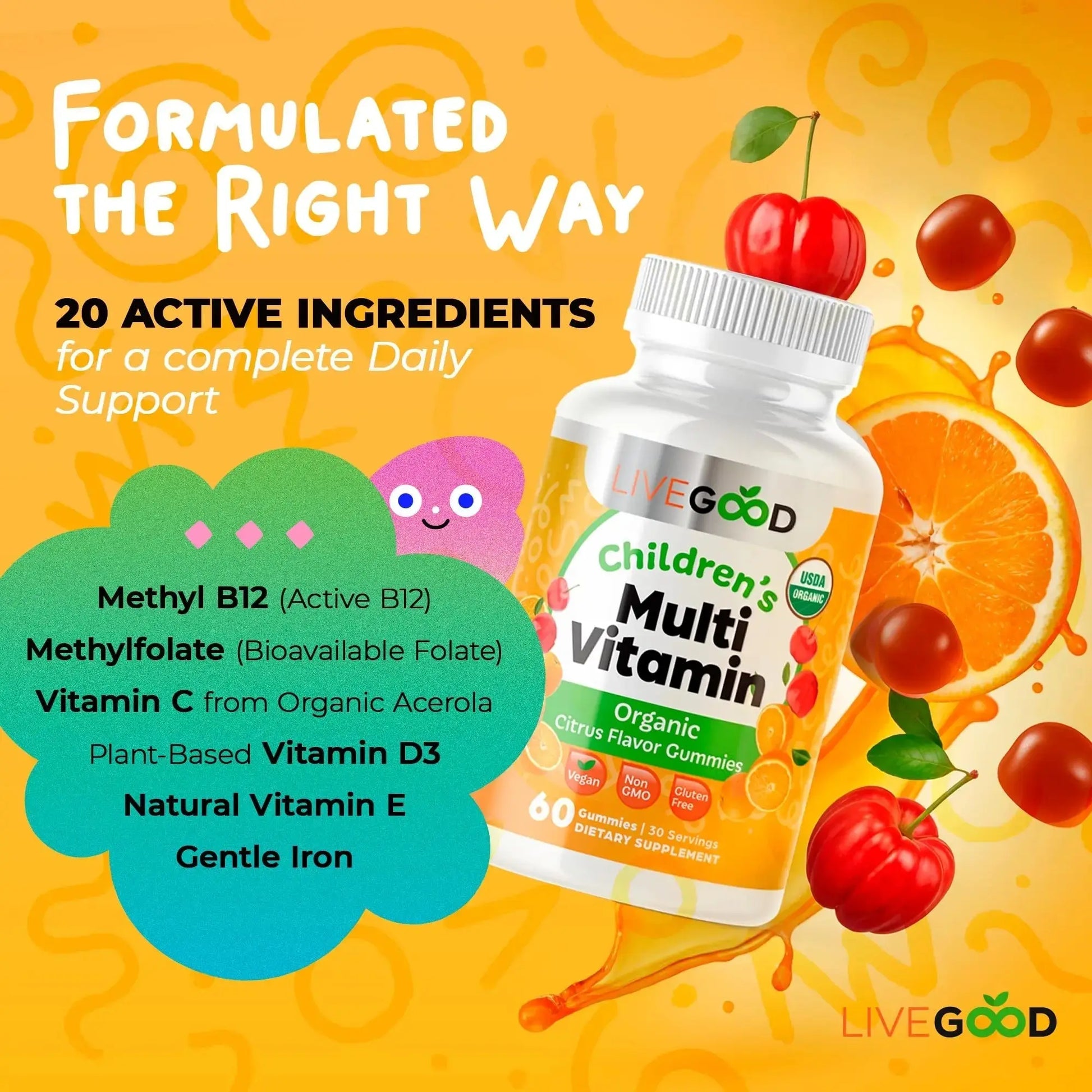LIVEGOOD Organic Children’s Multivitamin Gummies, Kids Multivitamin, Vitamin D for Toddlers and Children, Organic Kids Chewable Vitamins for Immunity LIVEGOOD Au supplements