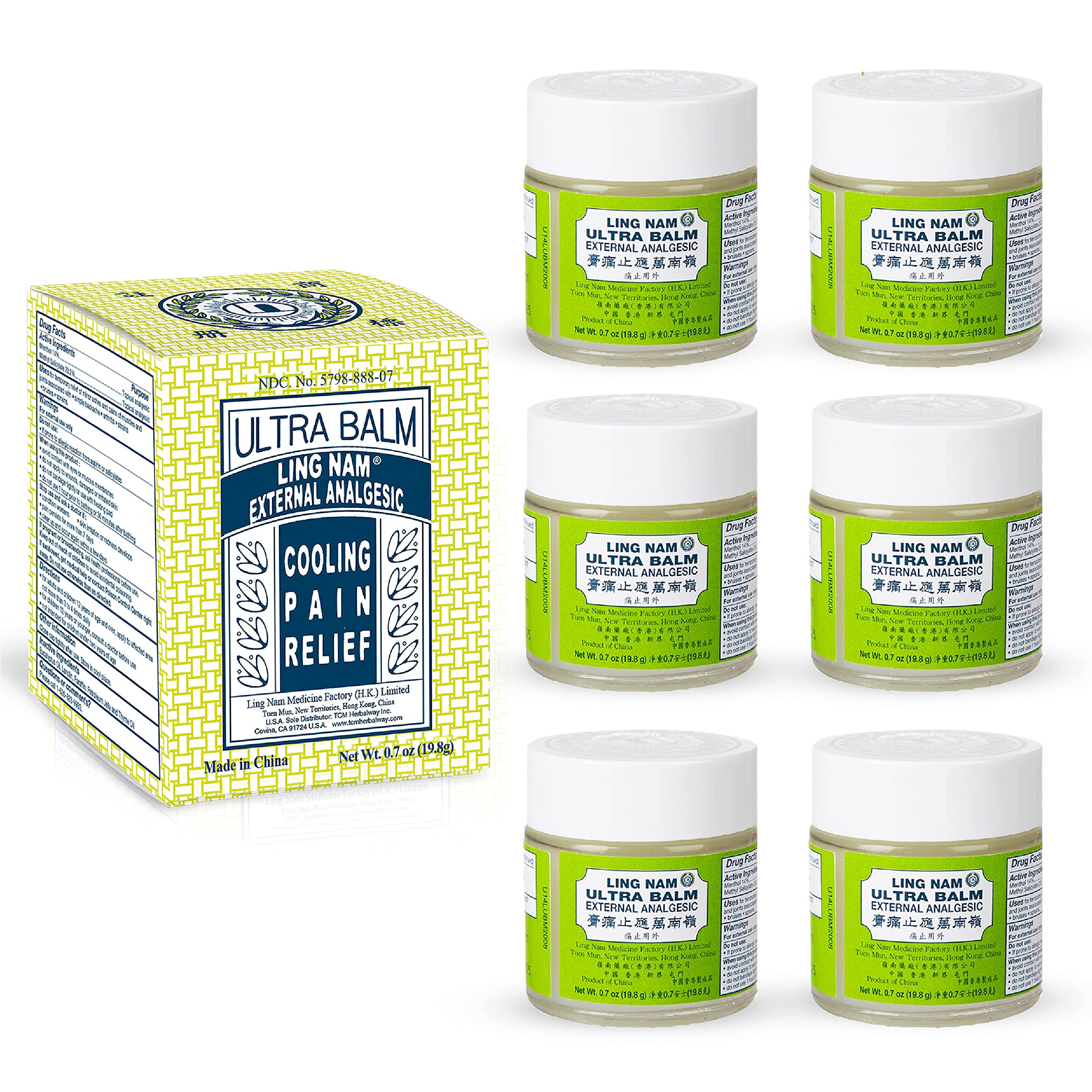 Ling Nam Ultra Balm External Analgesic, for Cooling Pain Relief Simple Backache Arthritis Strains Bruises Sprain, Muscle Pain, Muscle Soreness, 0.7oz/19.8g (Pack of 6) Ling Nam Au supplements